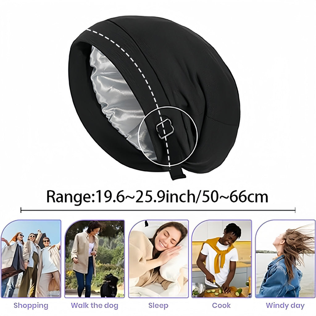 Anna-Kaci Women's Adjustable Satin-Lined Sleep Bonnet with Soft Stretch Fit and Secure Strap Closure