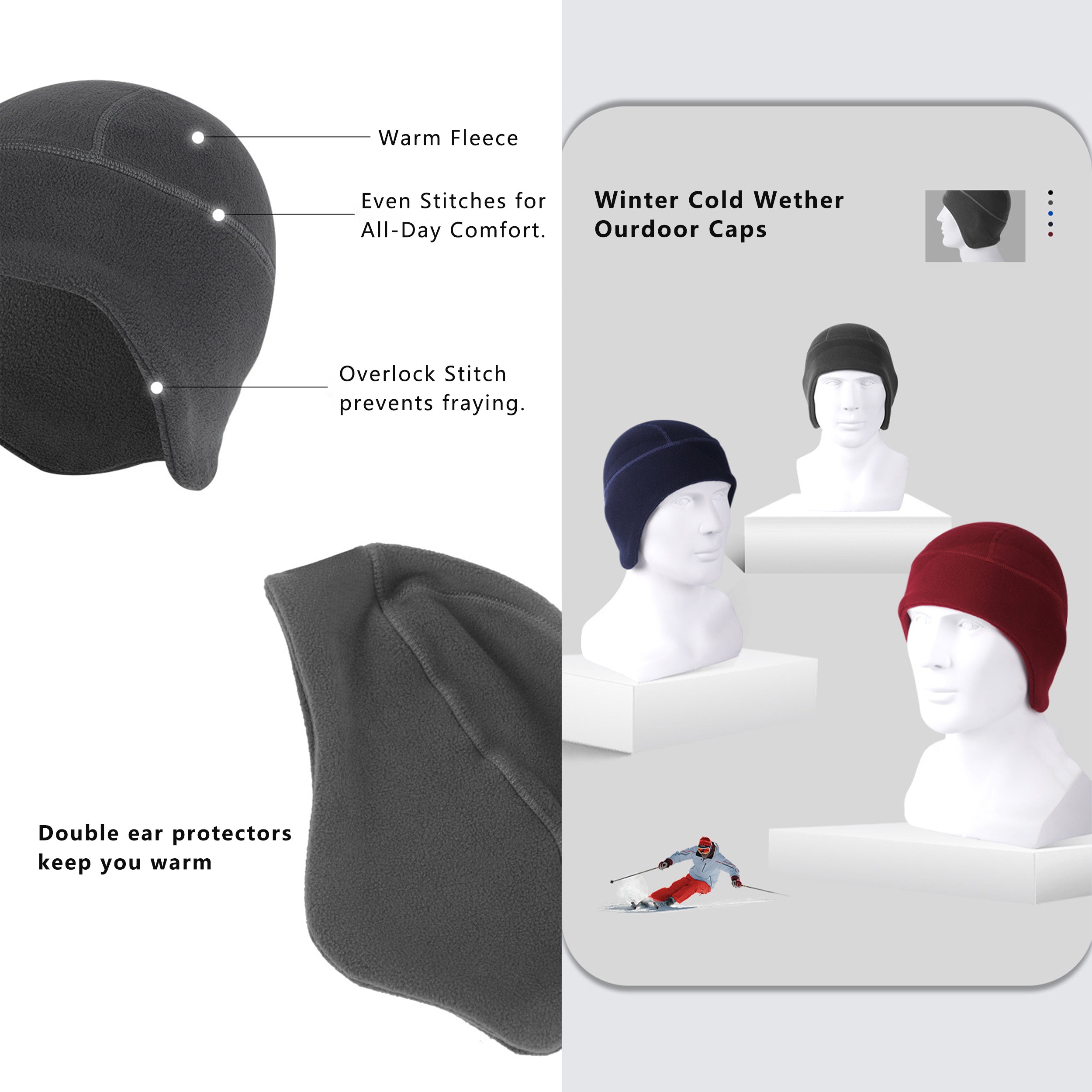 Anna-Kaci Winter Fleece Beanie Cap Earflap Hat for Runners Hikers Cyclists and Outdoor Sports Unisex