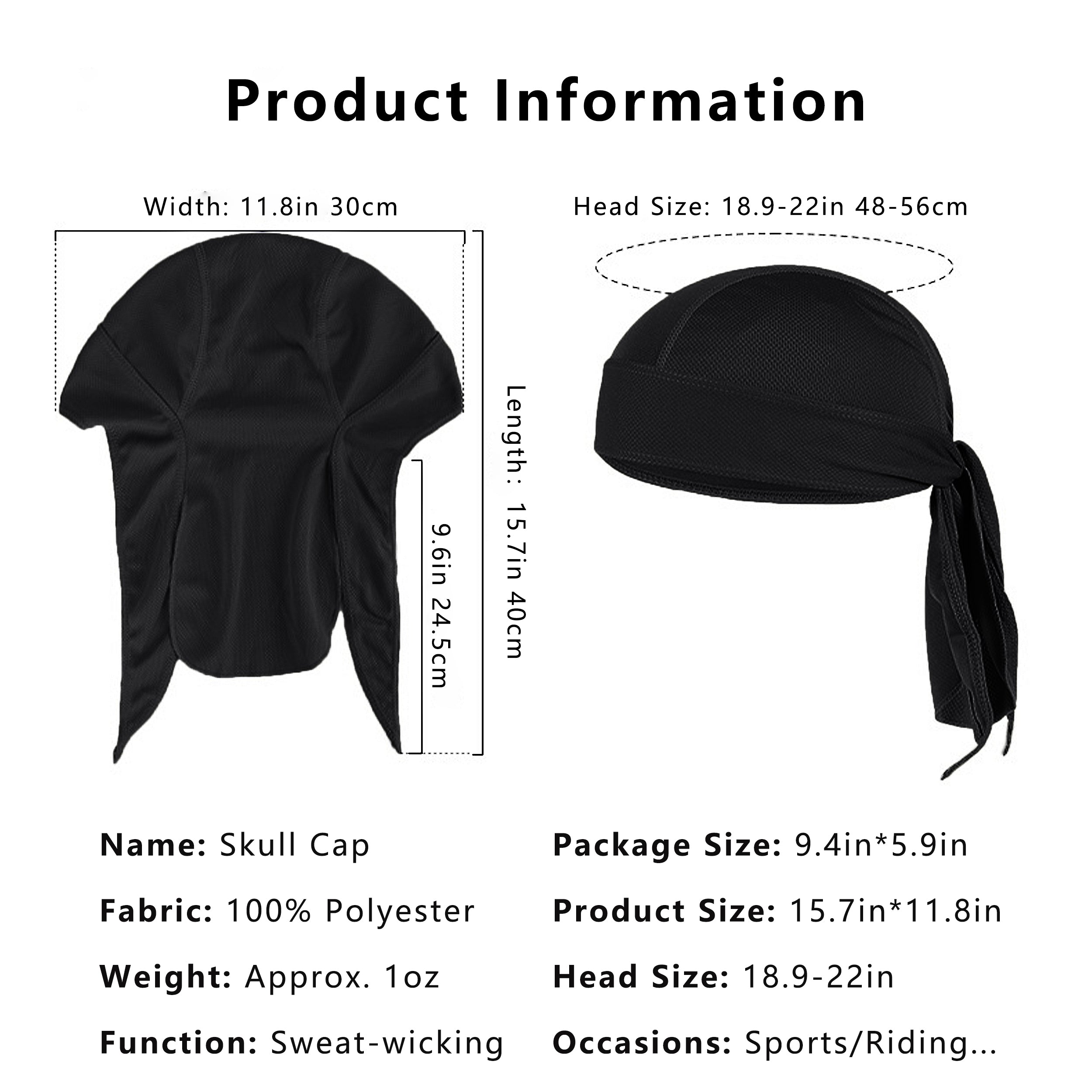 Anna-Kaci Sweat-Wicking Quick-Dry Skull Cap Cycling Hat Pirate Hat Bandana Head Wrap for Men and Women Sports