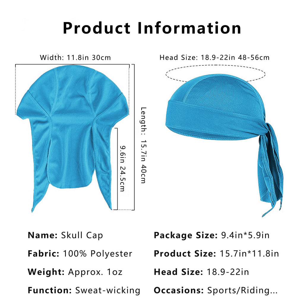 Anna-Kaci Sweat-Wicking Quick-Dry Skull Cap Cycling Hat Pirate Hat Bandana Head Wrap for Men and Women Sports