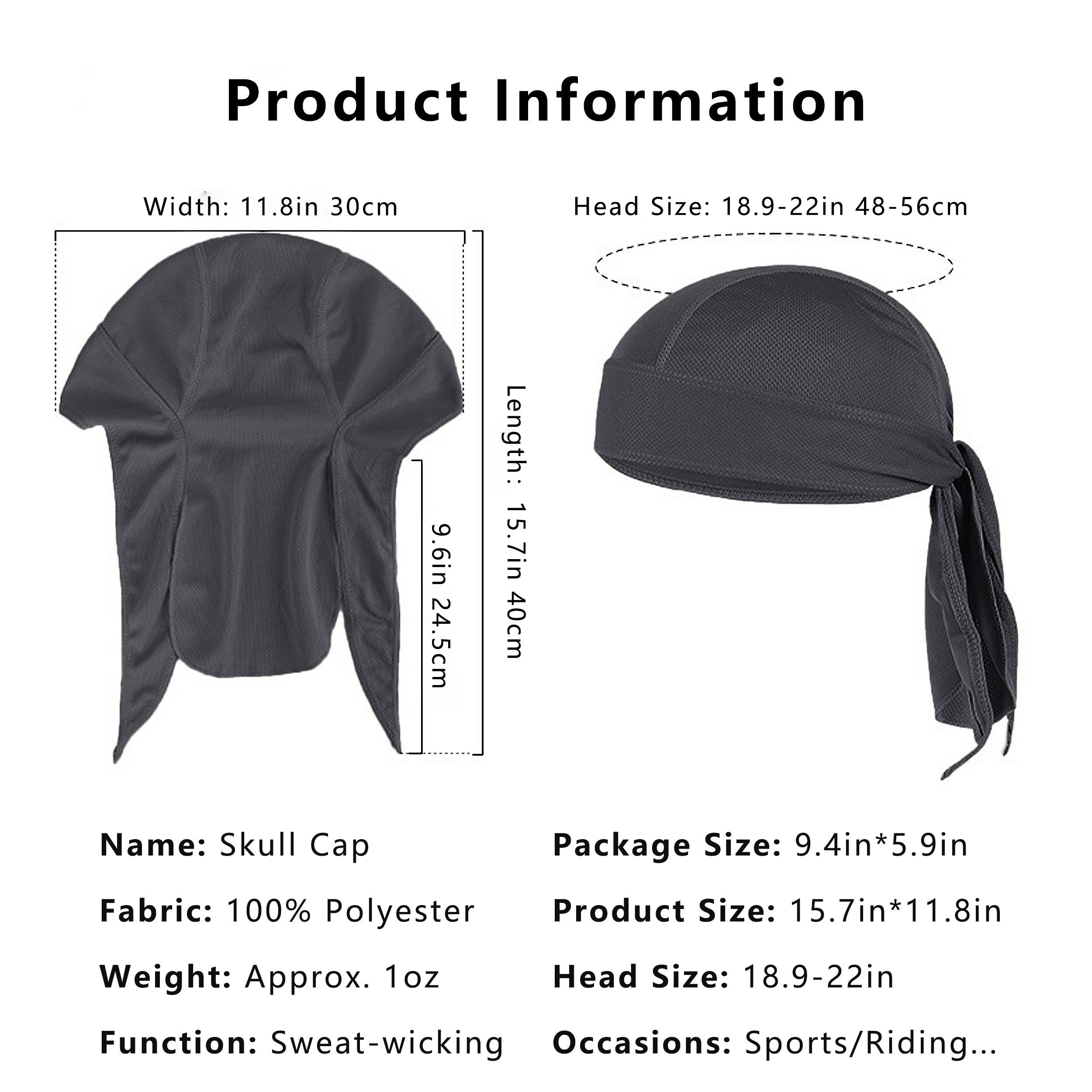 Anna-Kaci Sweat-Wicking Quick-Dry Skull Cap Cycling Hat Pirate Hat Bandana Head Wrap for Men and Women Sports