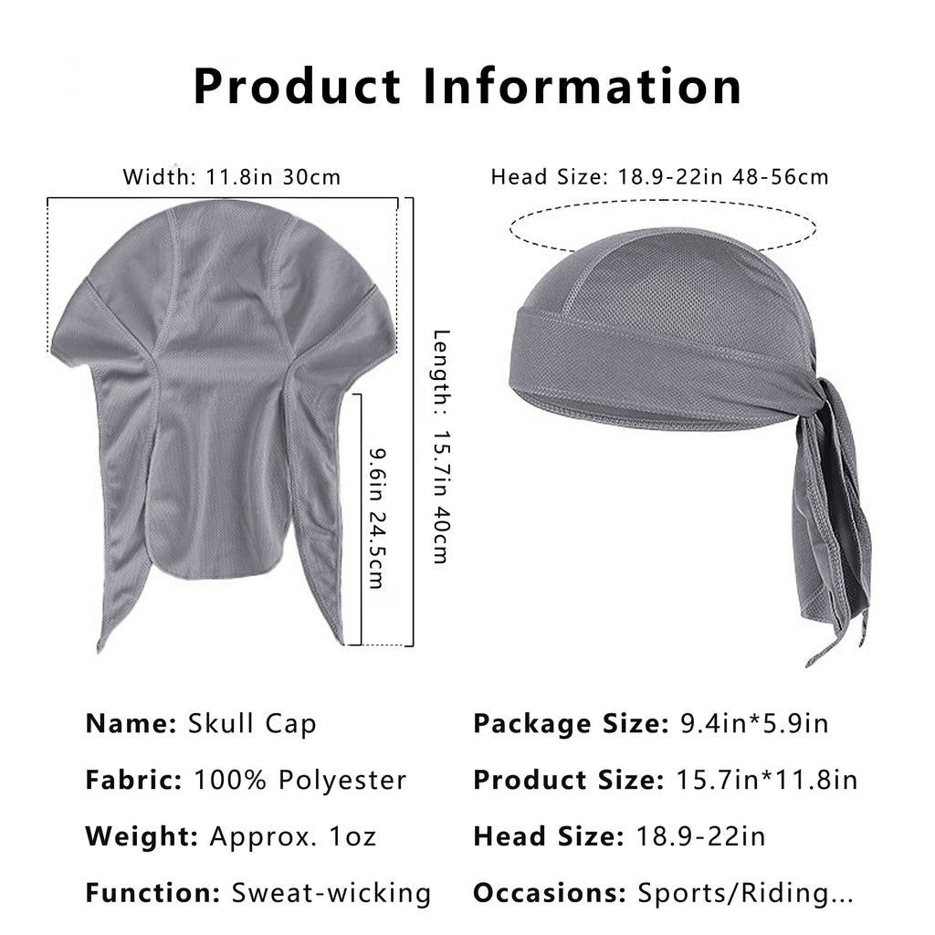 Anna-Kaci Sweat-Wicking Quick-Dry Skull Cap Cycling Hat Pirate Hat Bandana Head Wrap for Men and Women Sports