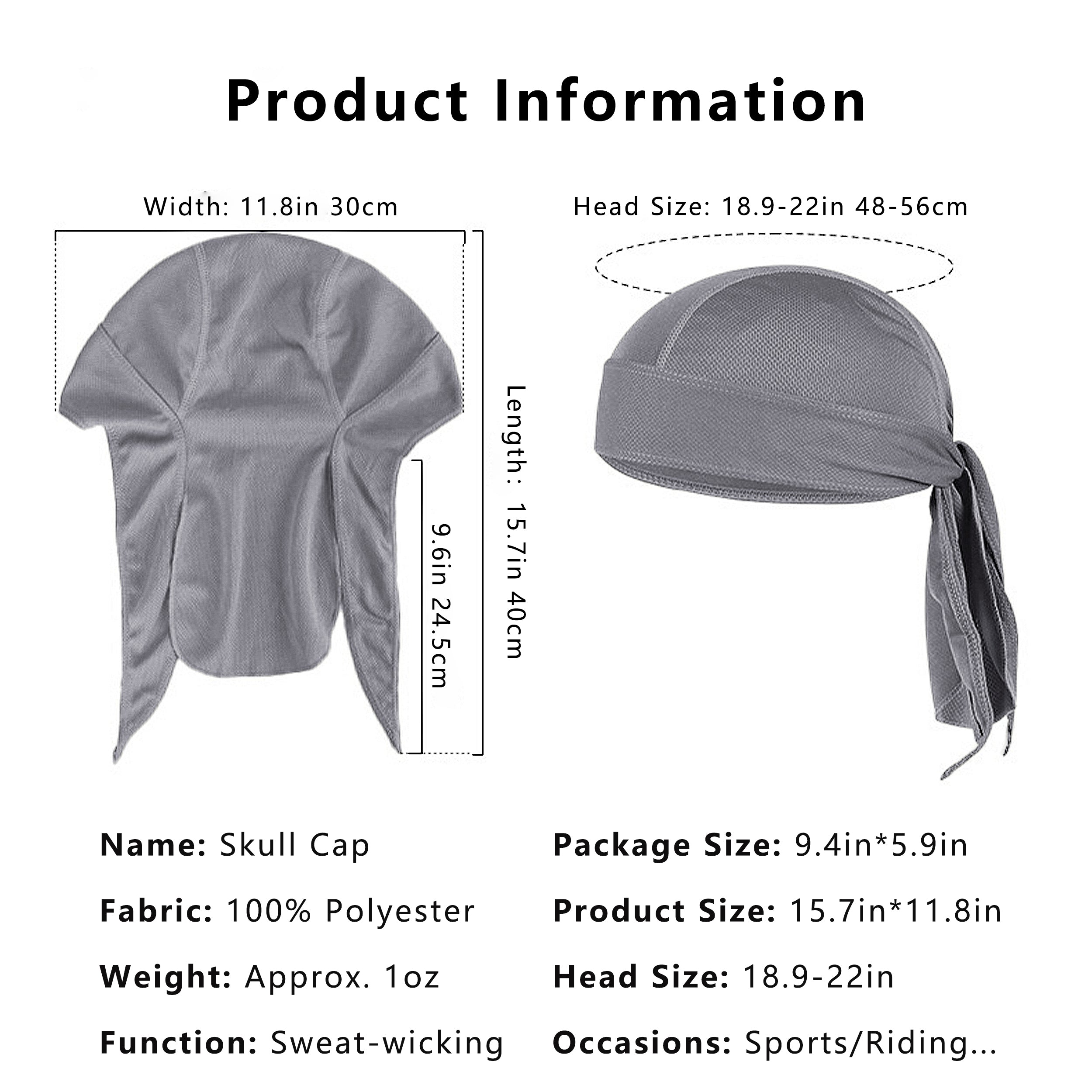 Anna-Kaci Sweat-Wicking Quick-Dry Skull Cap Cycling Hat Pirate Hat Bandana Head Wrap for Men and Women Sports