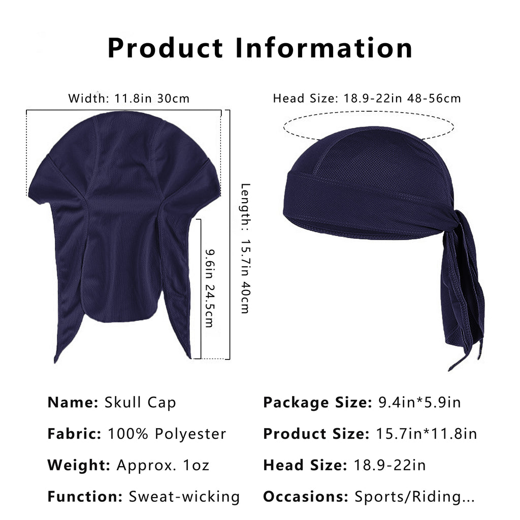 Anna-Kaci Sweat-Wicking Quick-Dry Skull Cap Cycling Hat Pirate Hat Bandana Head Wrap for Men and Women Sports