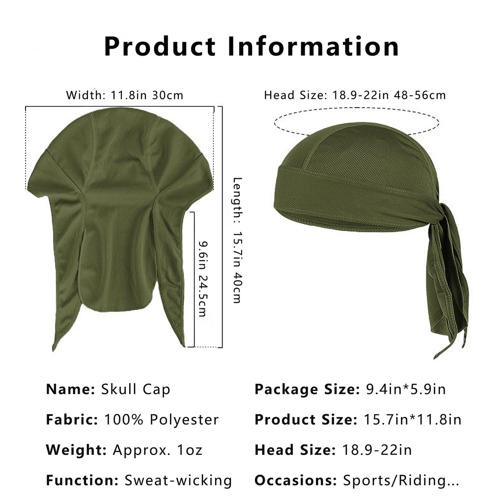 Anna-Kaci Sweat-Wicking Quick-Dry Skull Cap Cycling Hat Pirate Hat Bandana Head Wrap for Men and Women Sports