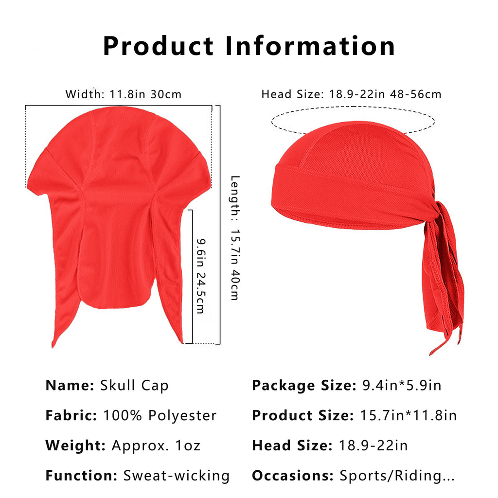 Anna-Kaci Sweat-Wicking Quick-Dry Skull Cap Cycling Hat Pirate Hat Bandana Head Wrap for Men and Women Sports
