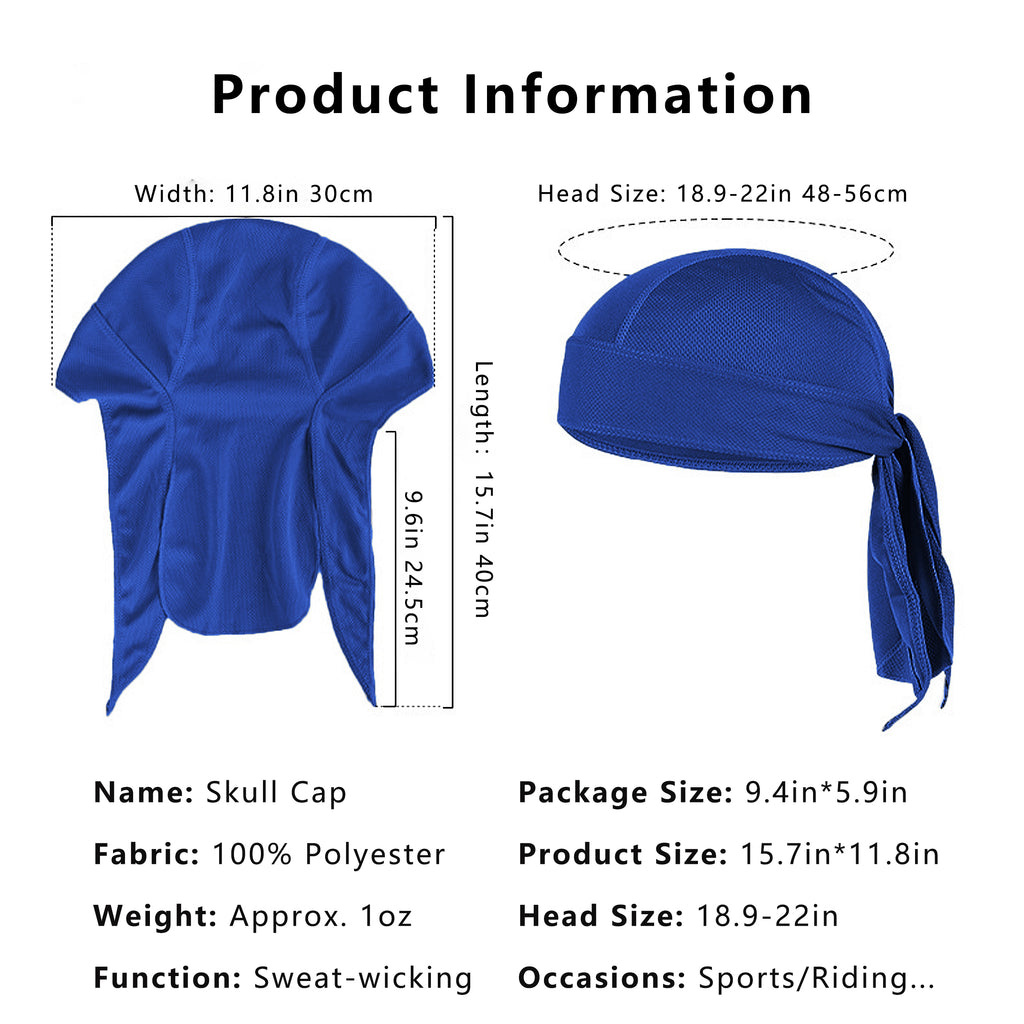 Anna-Kaci Sweat-Wicking Quick-Dry Skull Cap Cycling Hat Pirate Hat Bandana Head Wrap for Men and Women Sports