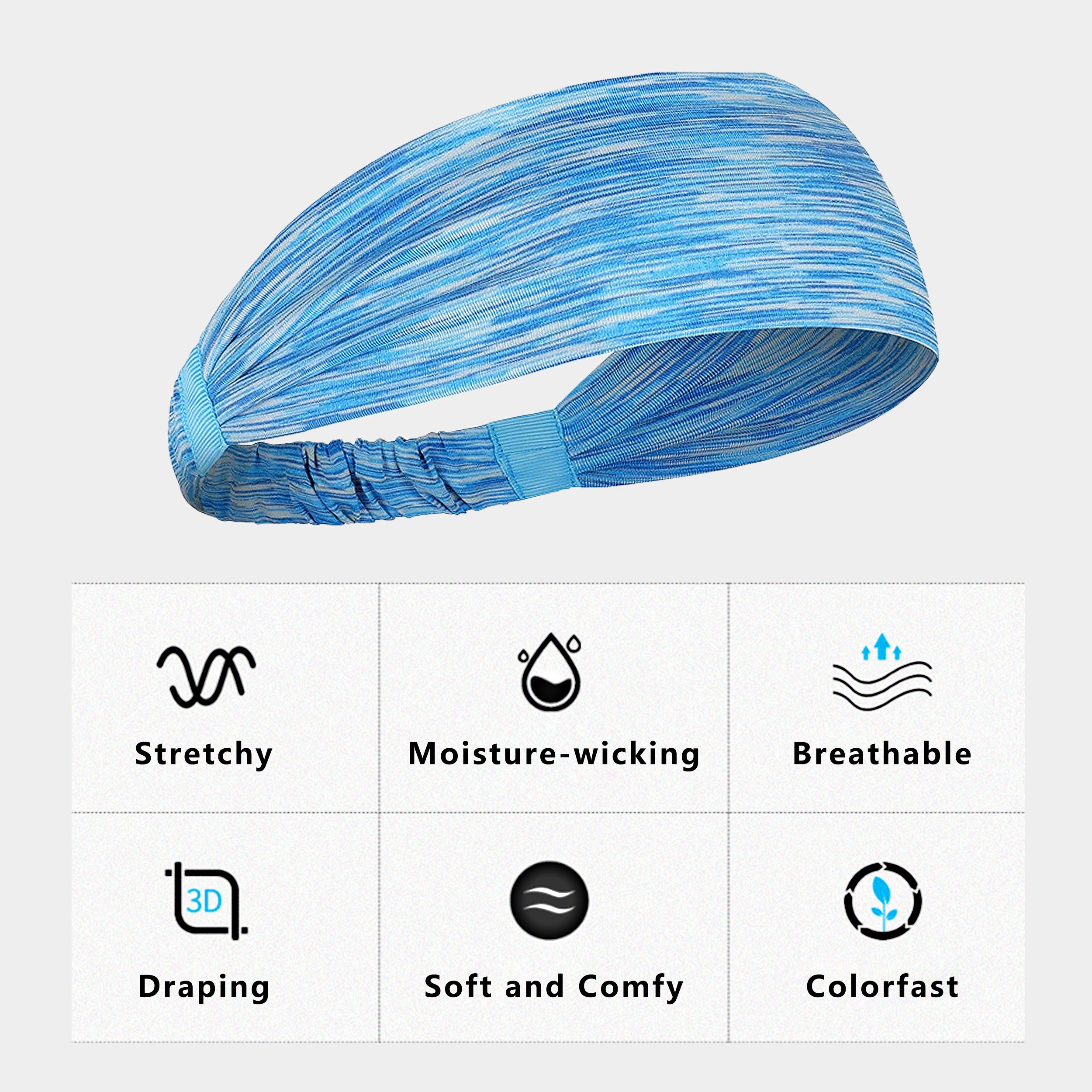 Anna-Kaci Fashion Stretchy Headbands for Sports Running Yoga Workouts Moisture-Wicking Quick-Dry Unisex