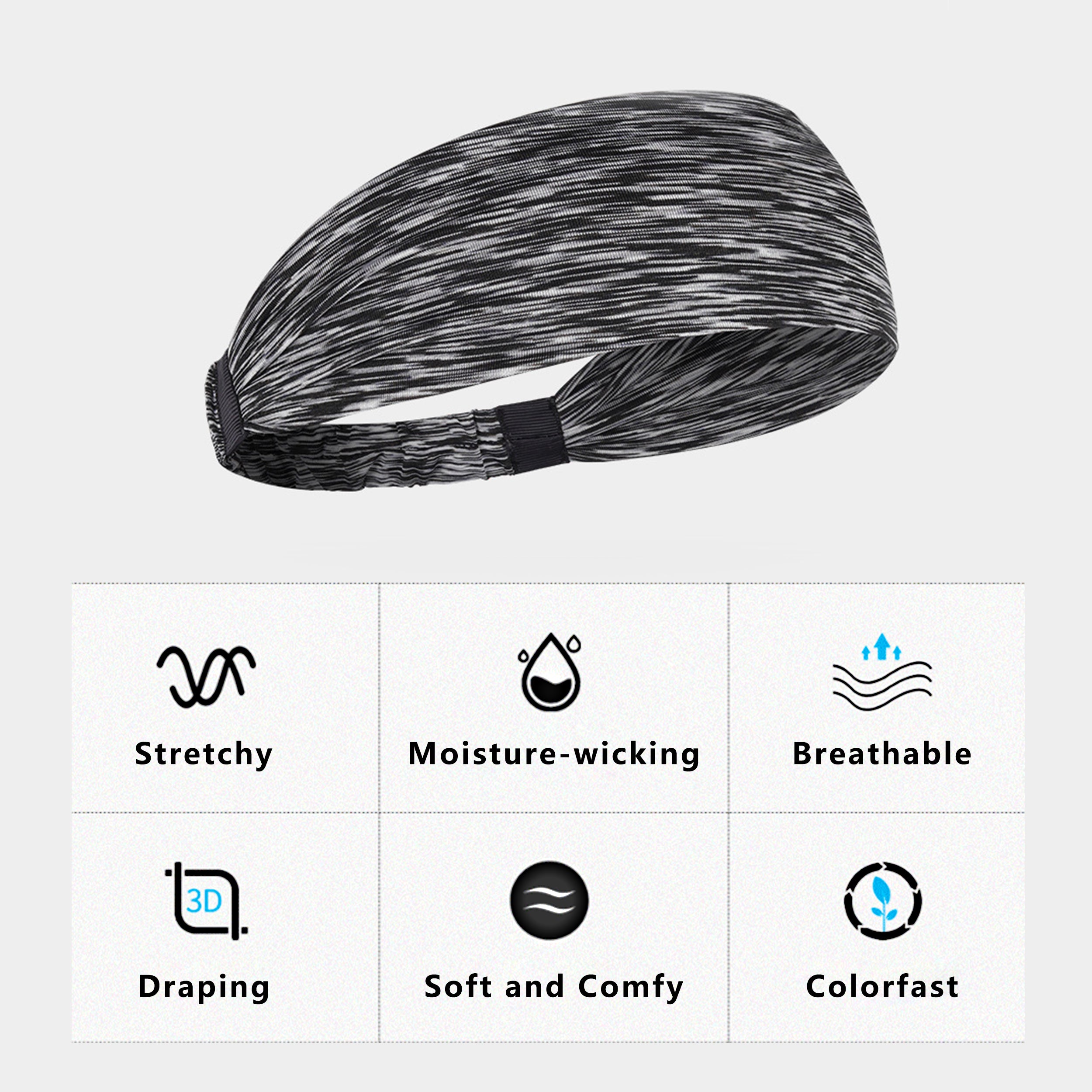Anna-Kaci Fashion Stretchy Headbands for Sports Running Yoga Workouts Moisture-Wicking Quick-Dry Unisex