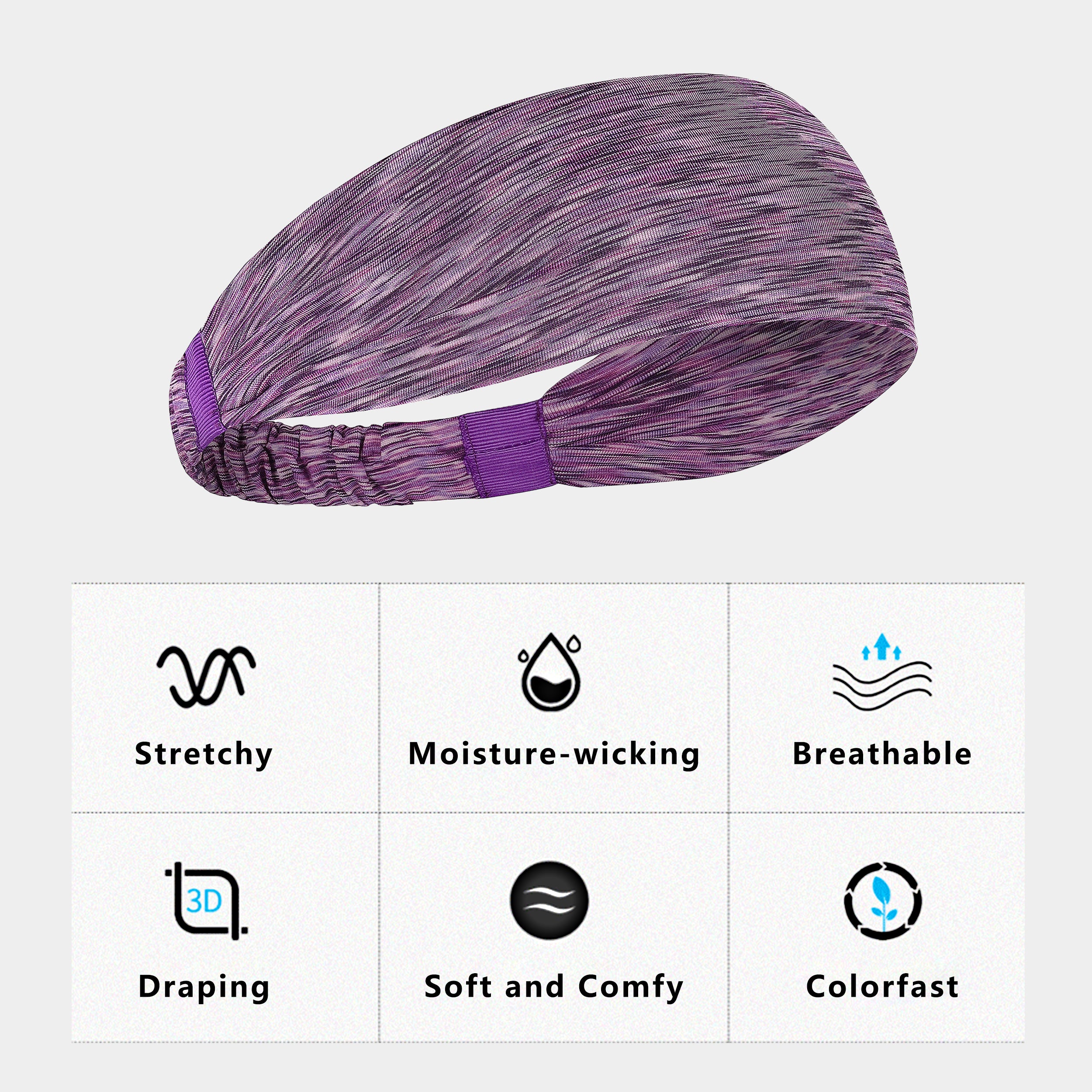 Anna-Kaci Fashion Stretchy Headbands for Sports Running Yoga Workouts Moisture-Wicking Quick-Dry Unisex