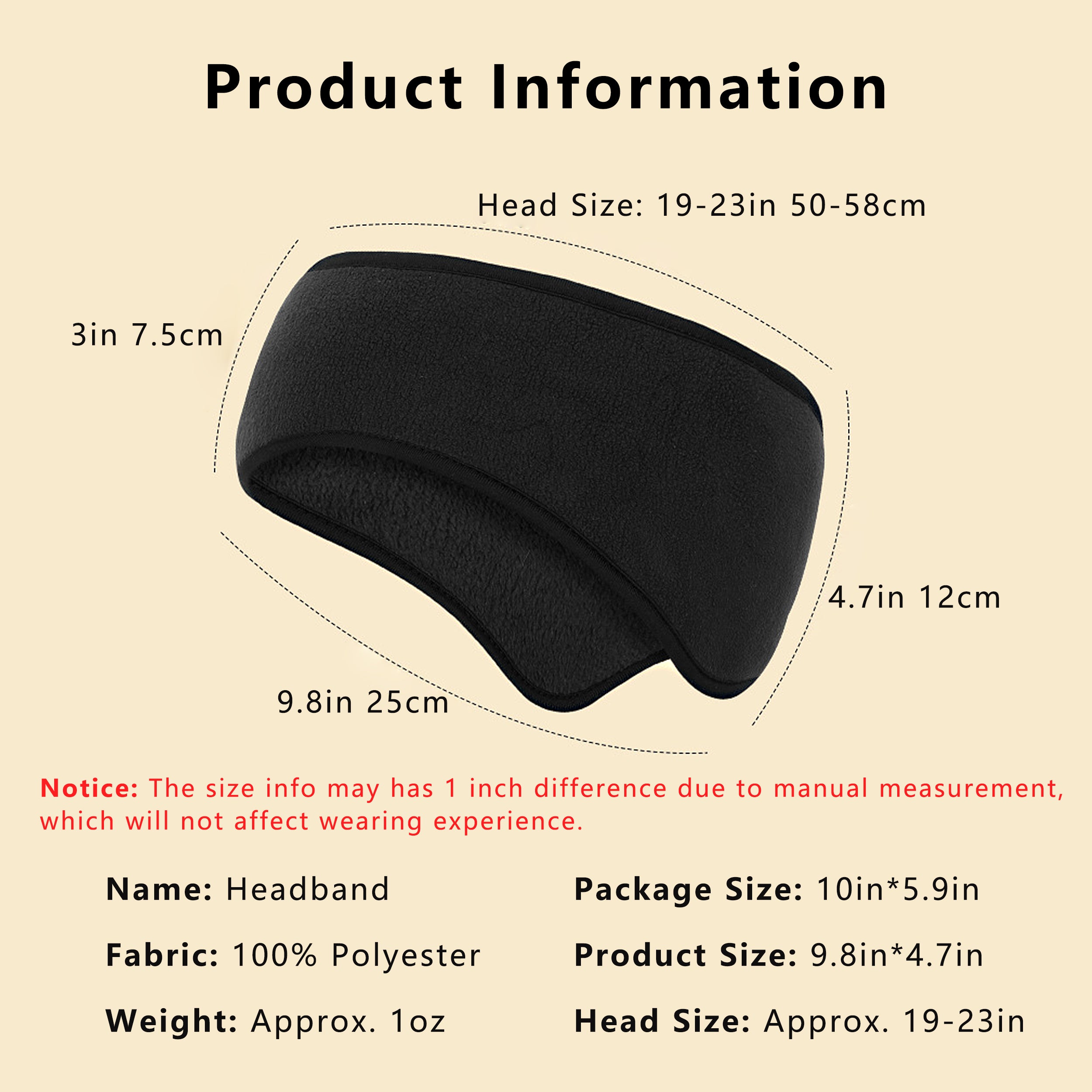 Anna-Kaci Winter Fleece Headband Ear Warmer Comfy Moisture-Wicking Windproof for Running Outdoor Activities