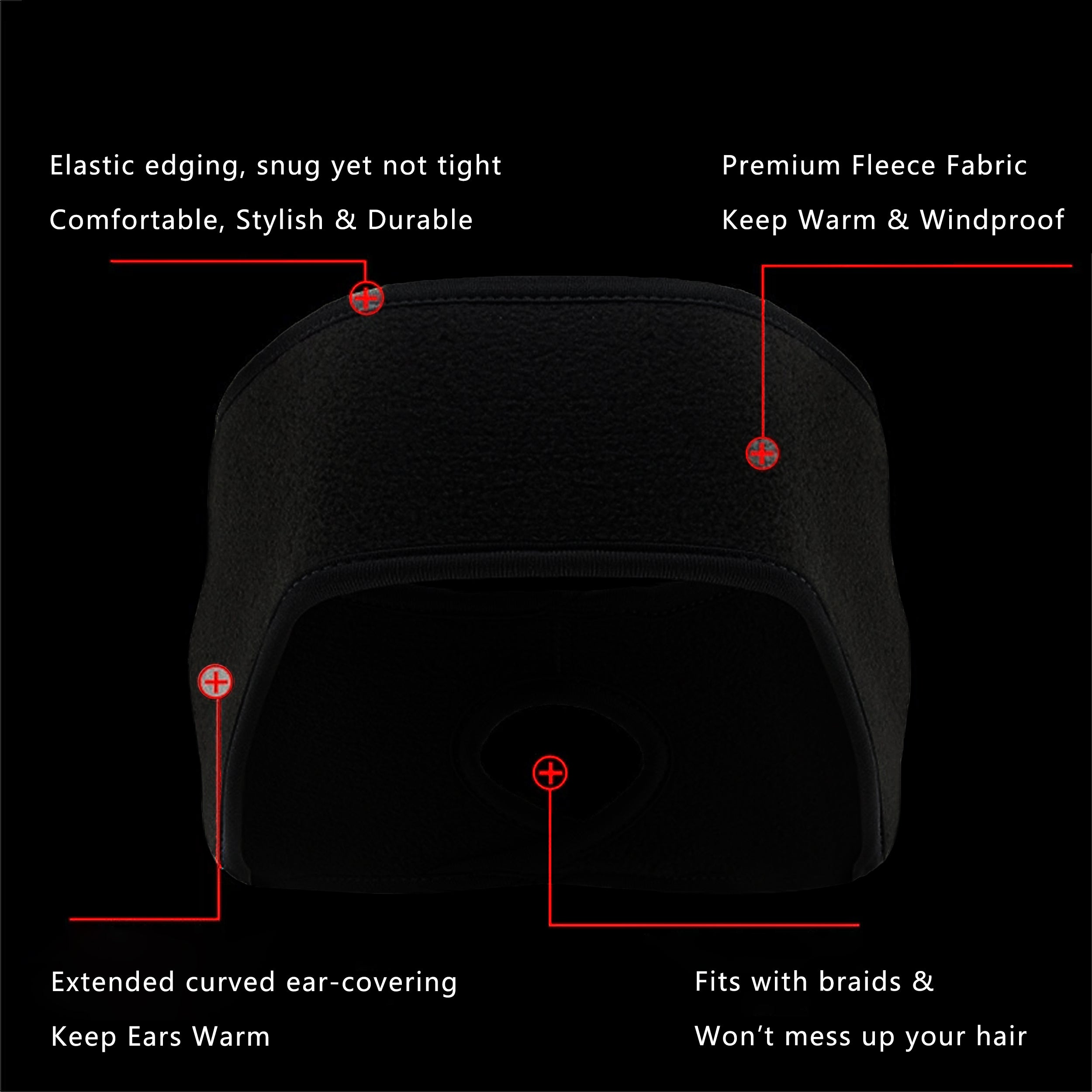 Anna-Kaci Women's Ponytail Fleece Headband Winter Ear Warmer Moisture-Wicking Windproof for Running Outdoor Sports