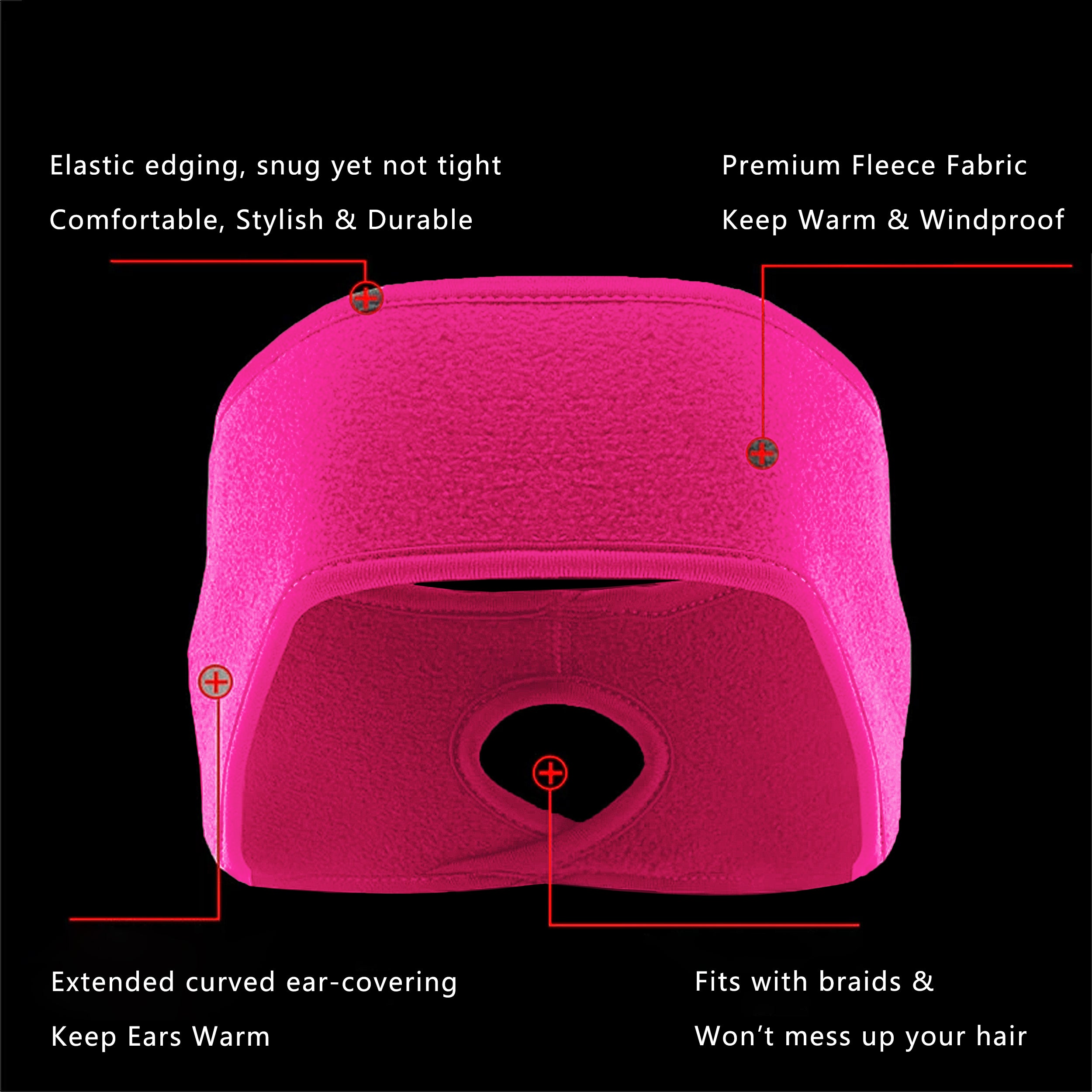 Anna-Kaci Women's Ponytail Fleece Headband Winter Ear Warmer Moisture-Wicking Windproof for Running Outdoor Sports
