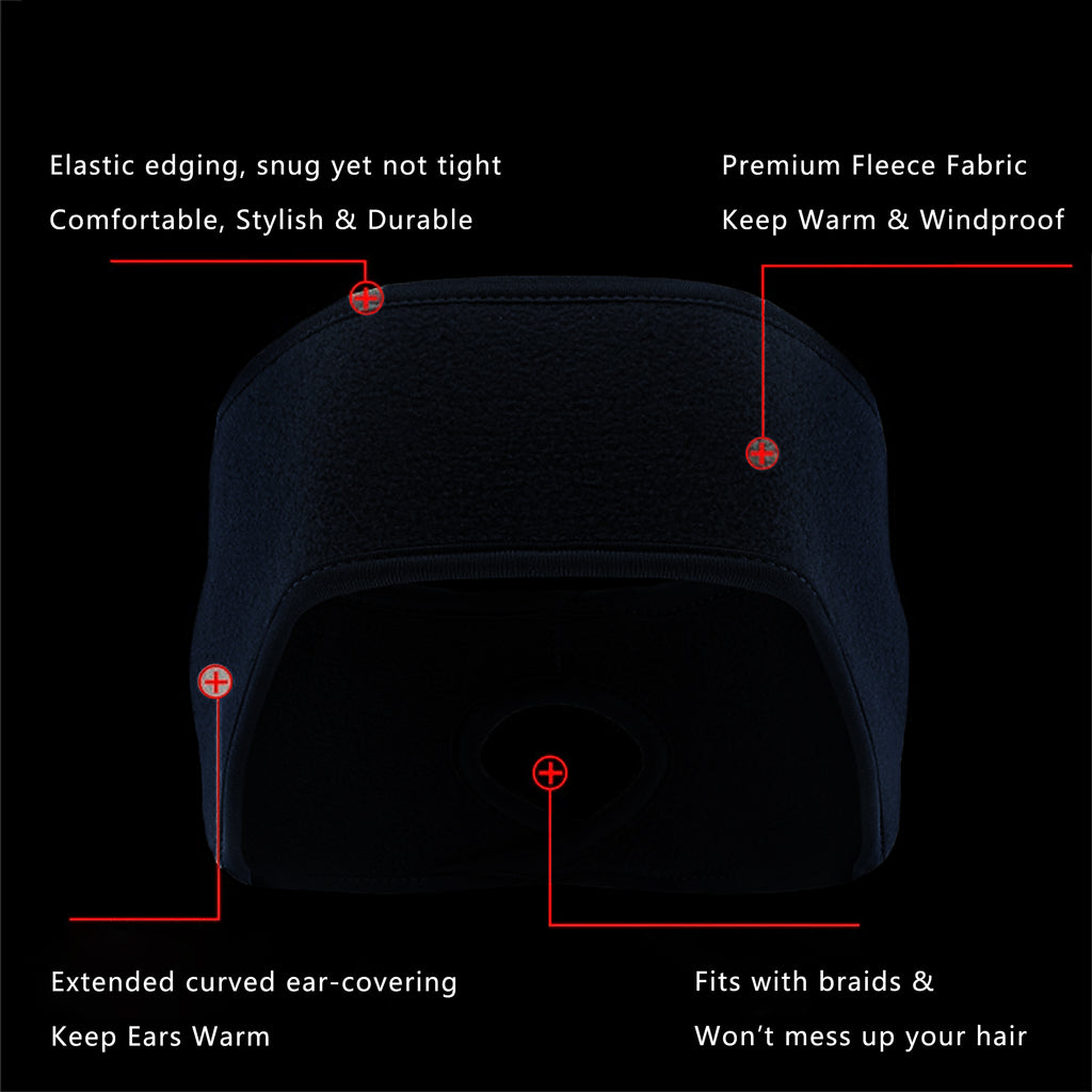 Anna-Kaci Women's Ponytail Fleece Headband Winter Ear Warmer Moisture-Wicking Windproof for Running Outdoor Sports