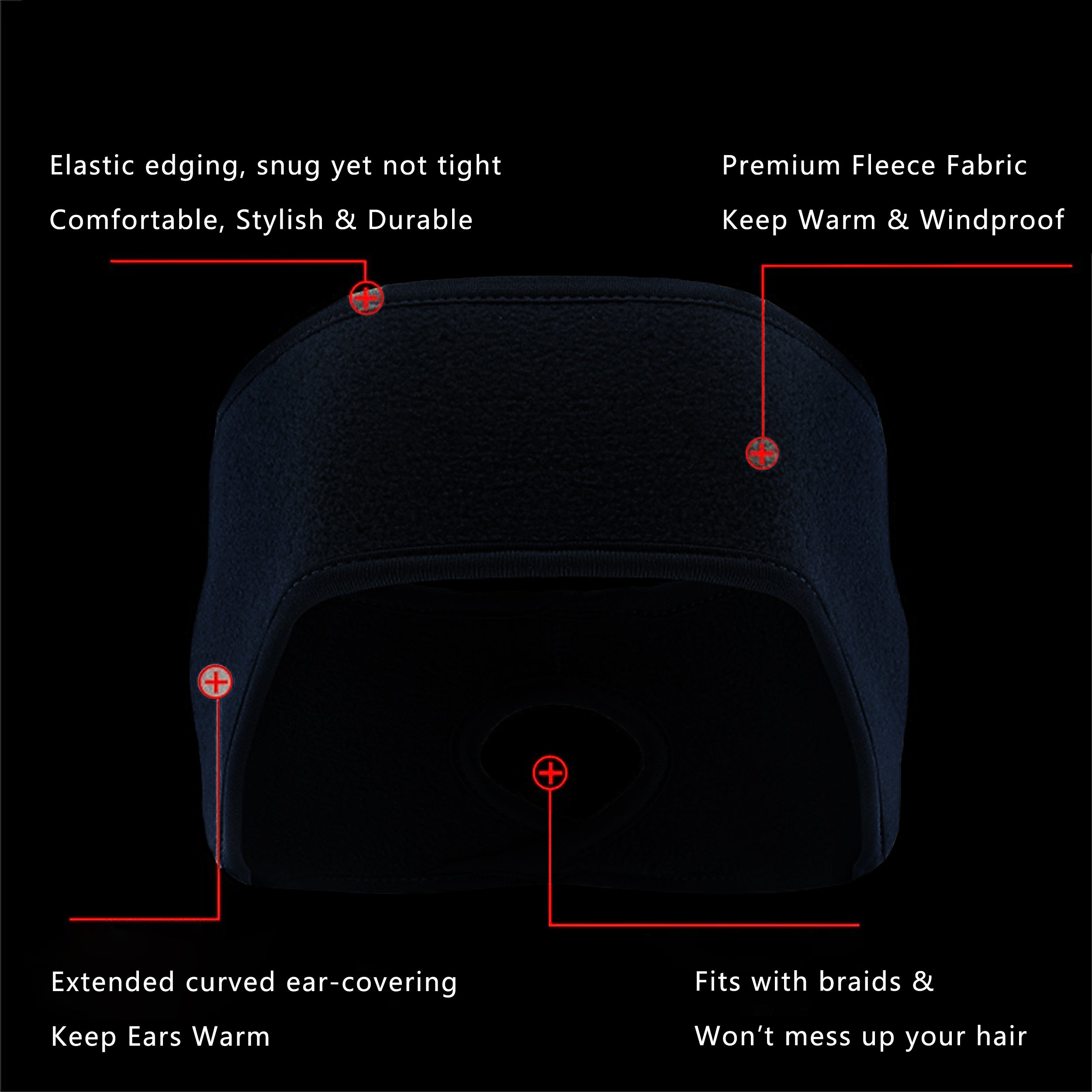 Anna-Kaci Women's Ponytail Fleece Headband Winter Ear Warmer Moisture-Wicking Windproof for Running Outdoor Sports