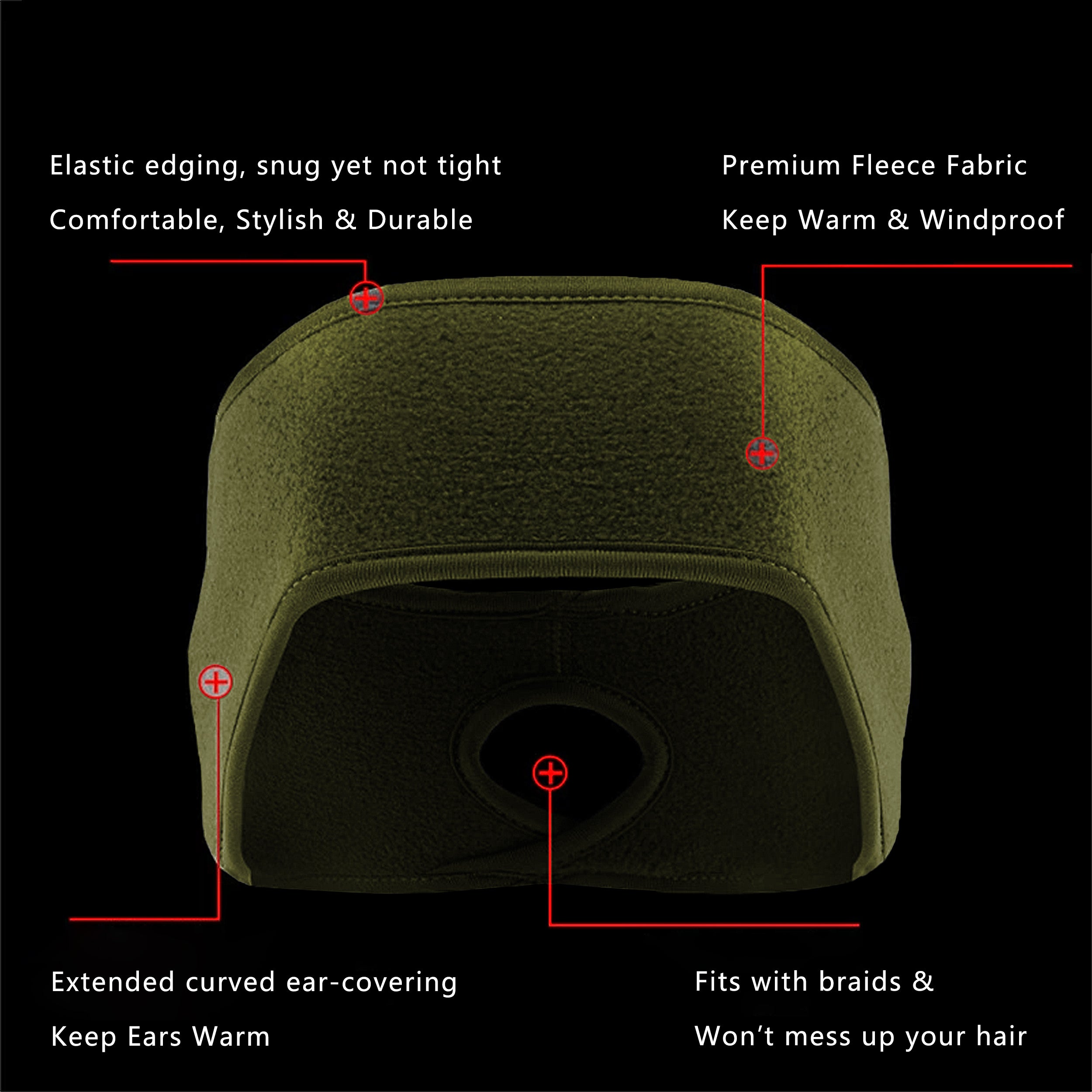 Anna-Kaci Women's Ponytail Fleece Headband Winter Ear Warmer Moisture-Wicking Windproof for Running Outdoor Sports