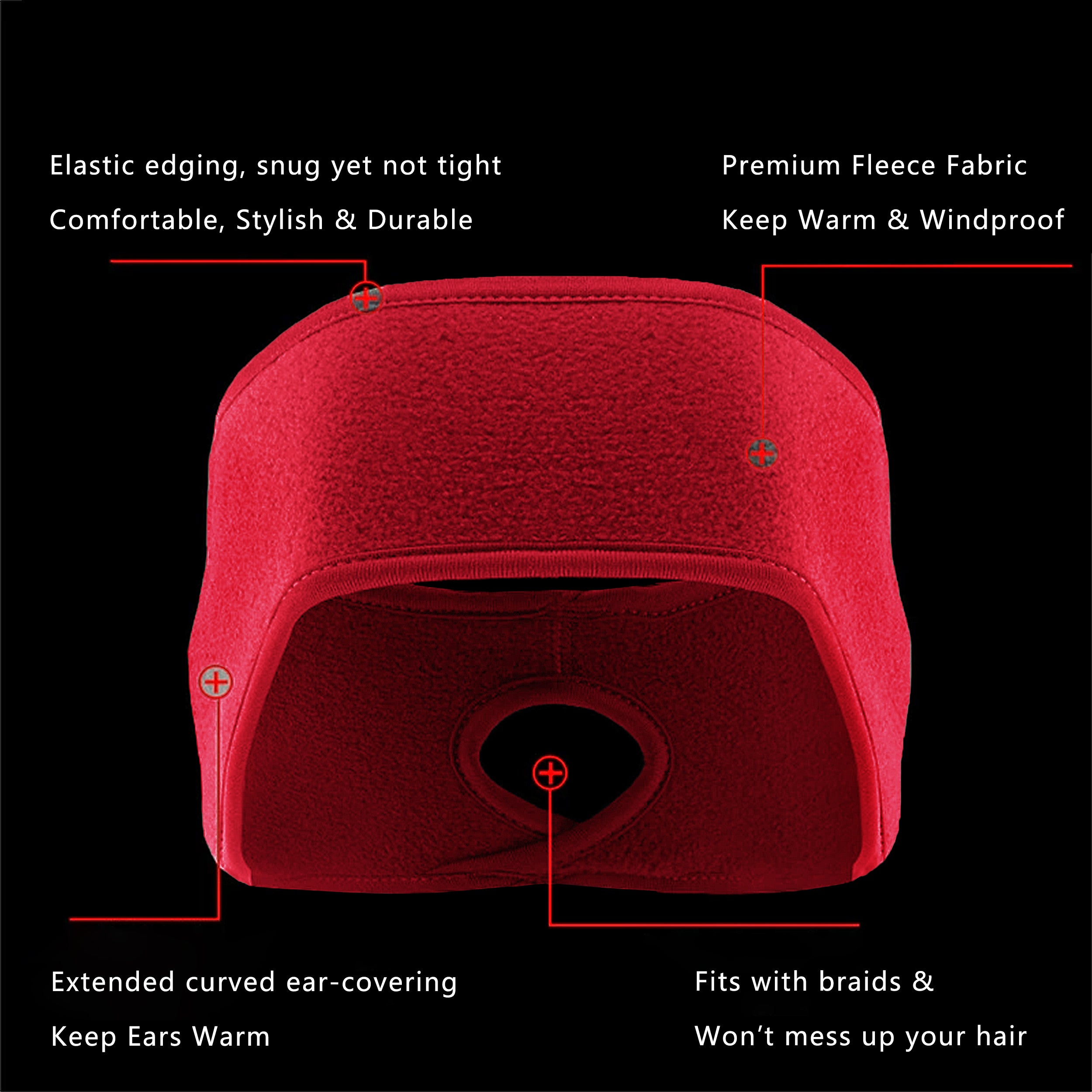 Anna-Kaci Women's Ponytail Fleece Headband Winter Ear Warmer Moisture-Wicking Windproof for Running Outdoor Sports