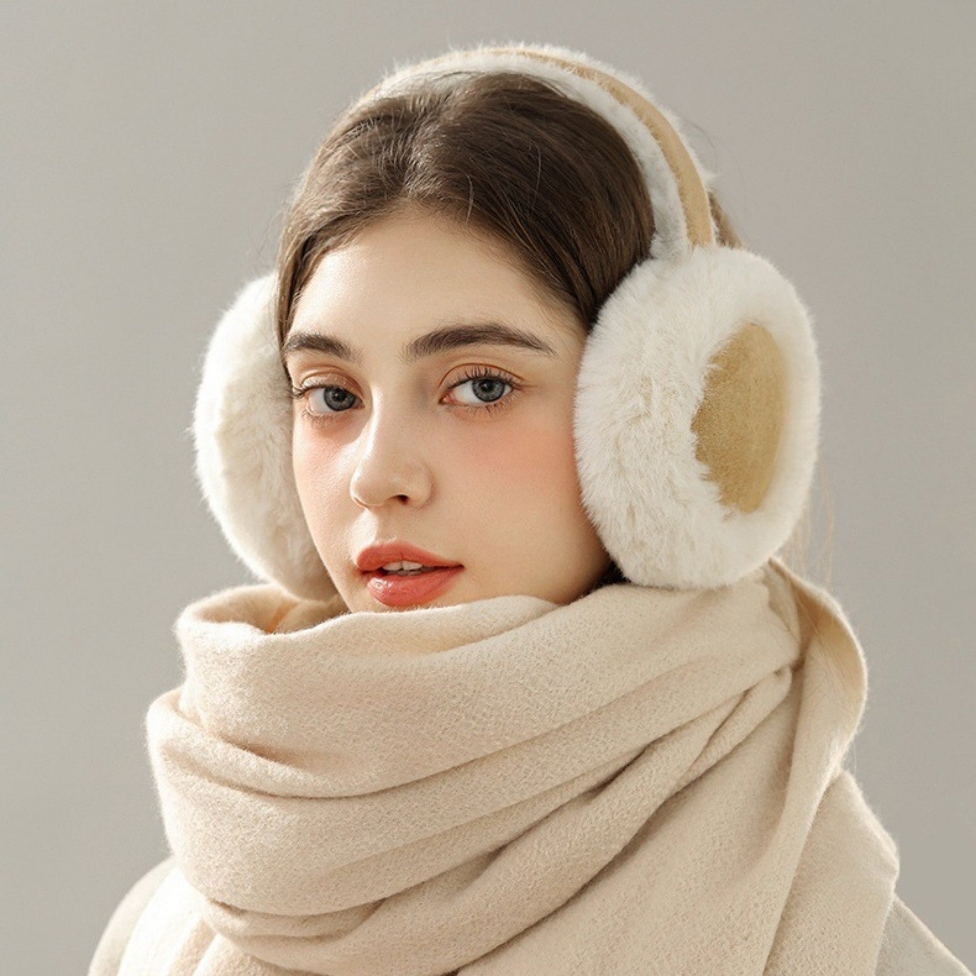 Anna-Kaci Women's Plush Faux Fur Earmuffs with Foldable Design and Soft Cushioned Ear Pads for Cold Weather Comfort