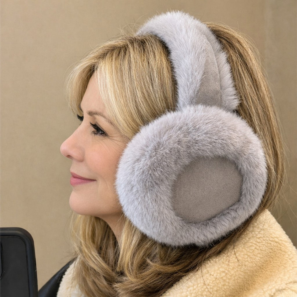 Anna-Kaci Women's Plush Faux Fur Earmuffs with Foldable Design and Soft Cushioned Ear Pads for Cold Weather Comfort