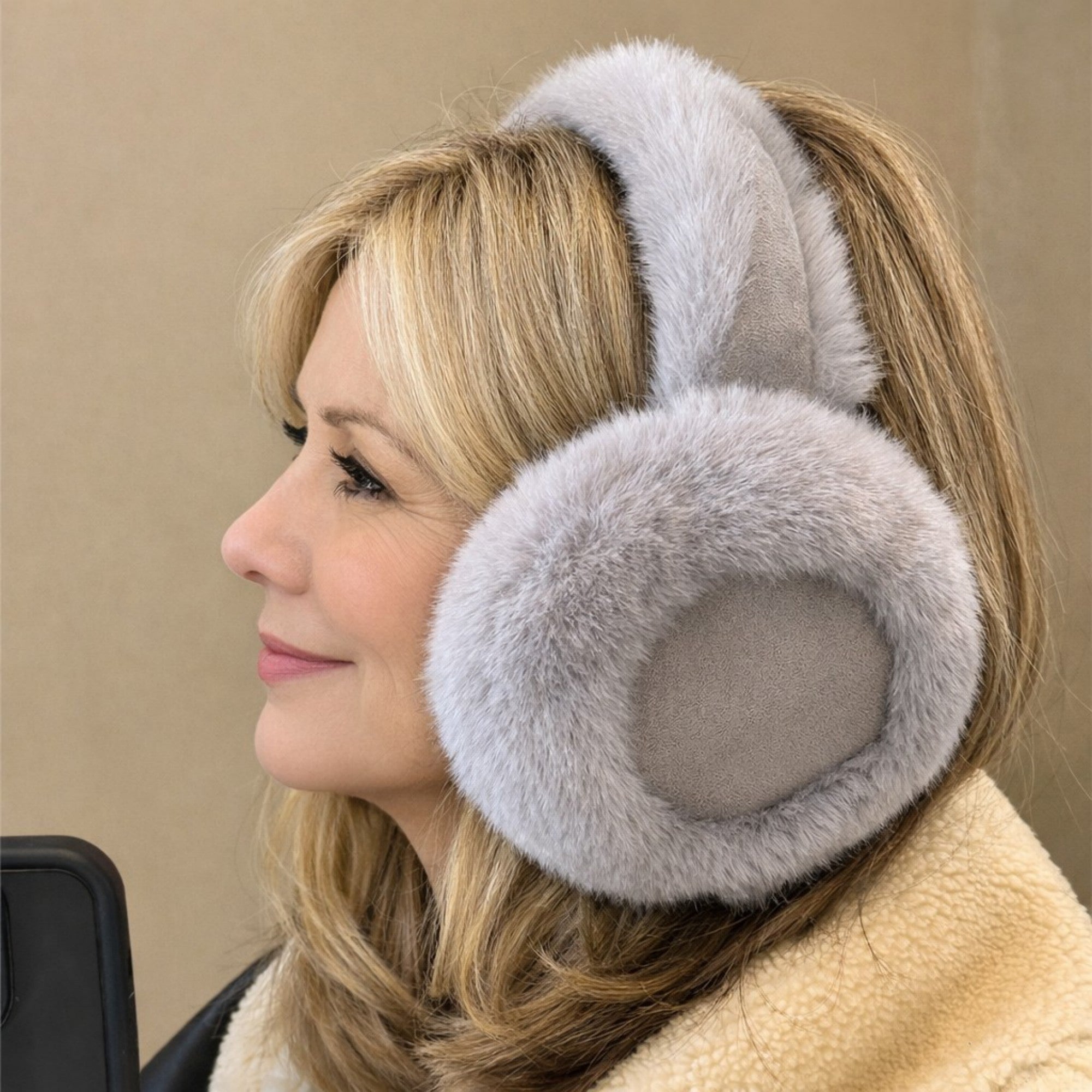 Anna-Kaci Women's Plush Faux Fur Earmuffs with Foldable Design and Soft Cushioned Ear Pads for Cold Weather Comfort