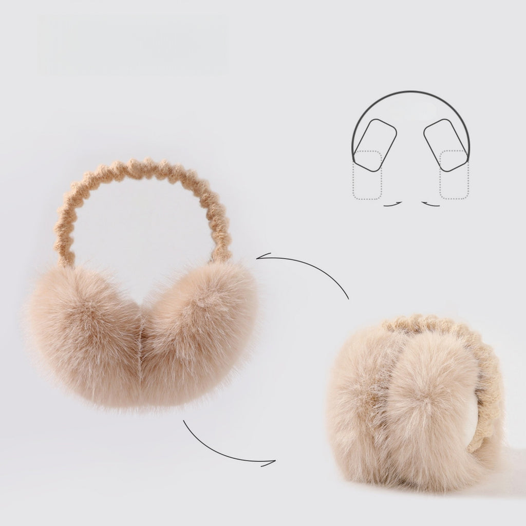 Anna-Kaci Women's Plush Faux Fur Foldable Earmuffs with Elastic Headband and Cushioned Ear Covers
