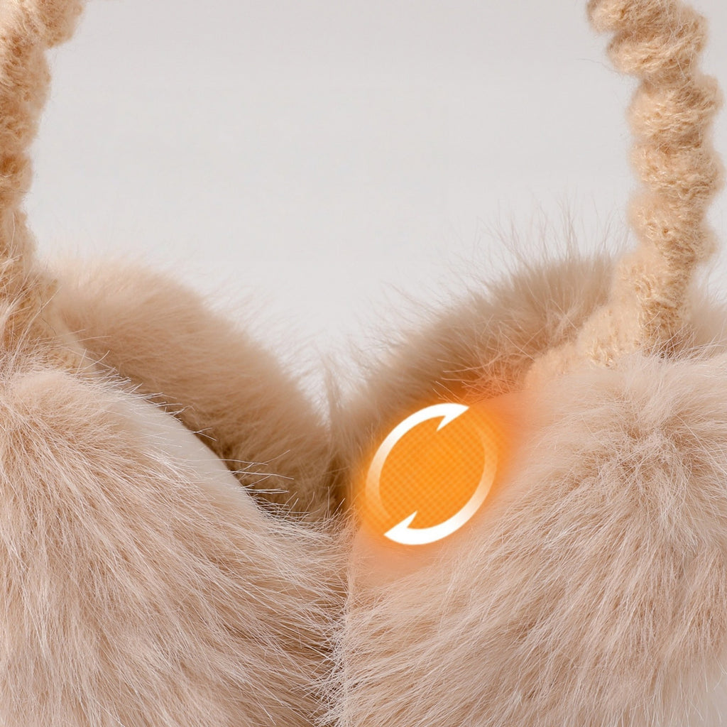 Anna-Kaci Women's Plush Faux Fur Foldable Earmuffs with Elastic Headband and Cushioned Ear Covers