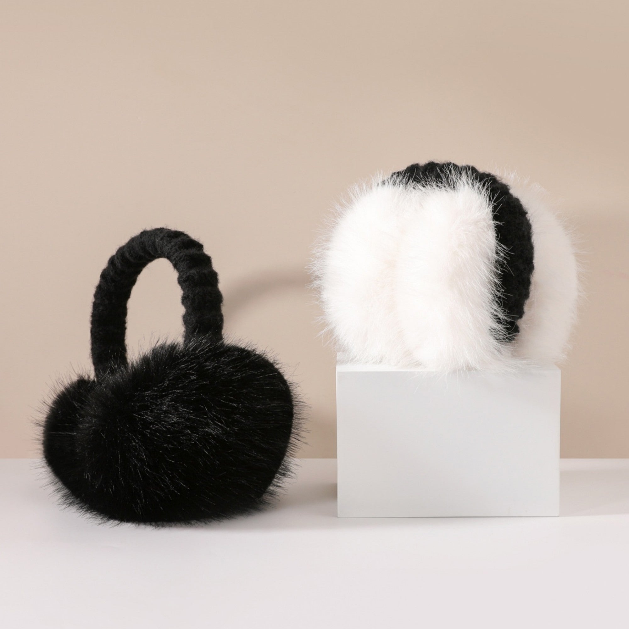 Anna-Kaci Women's Plush Faux Fur Foldable Earmuffs with Elastic Headband and Cushioned Ear Covers