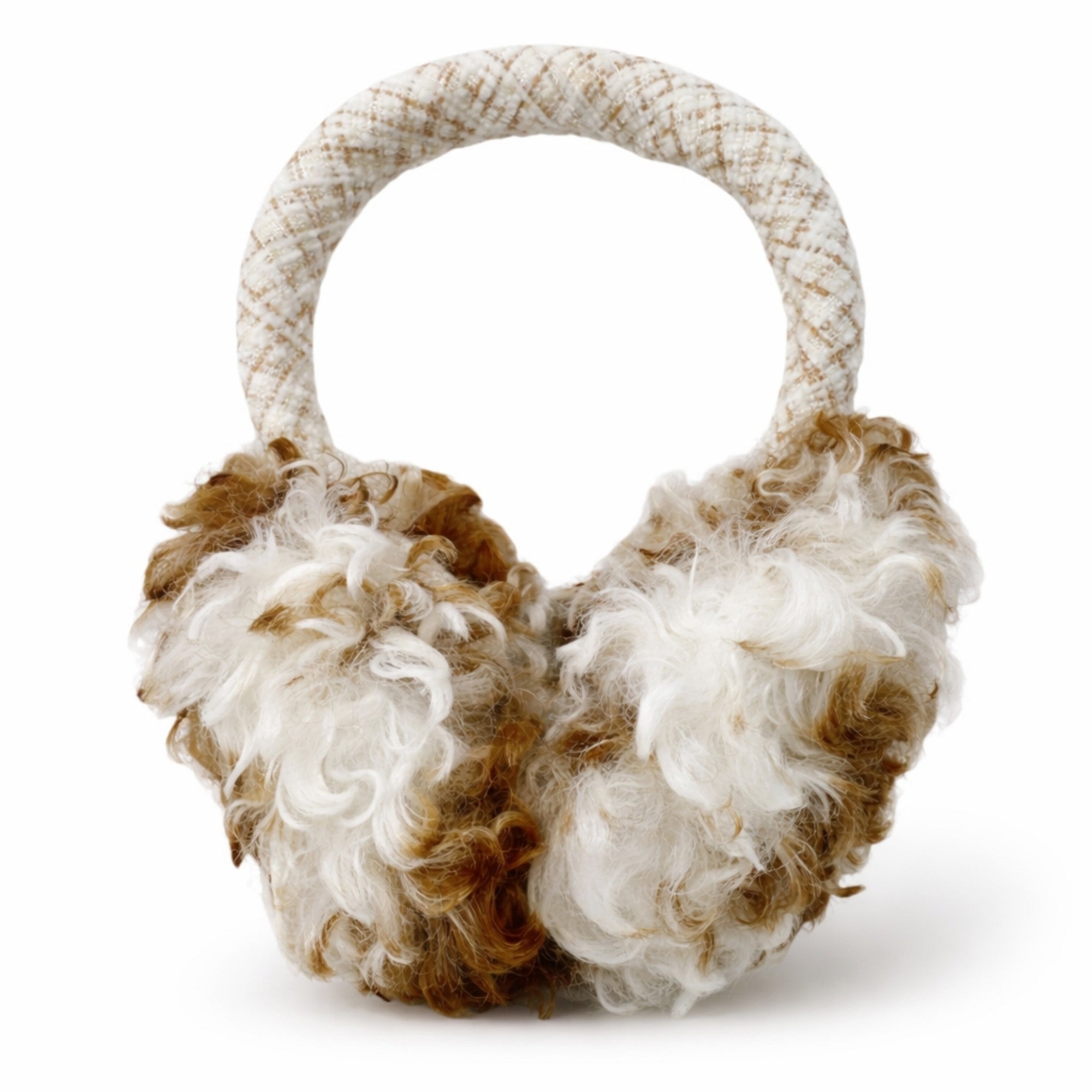 Anna-Kaci Women's High Pile Faux Shearling Foldable Earmuffs with Plush Cushioned Ear Covers and Soft Wrapped Headband