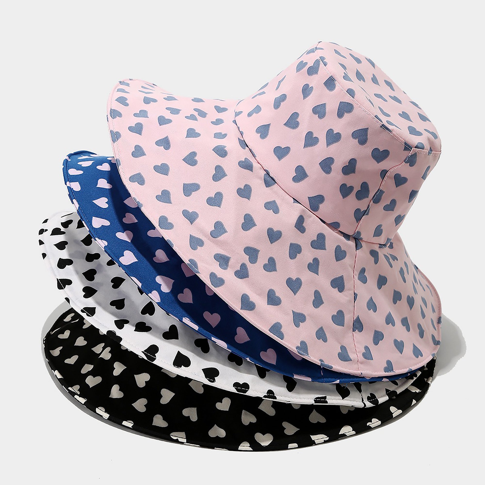 Anna-Kaci Womens Wide Brim Sun Hat with Valentine Heart Print Lightweight Packable Design