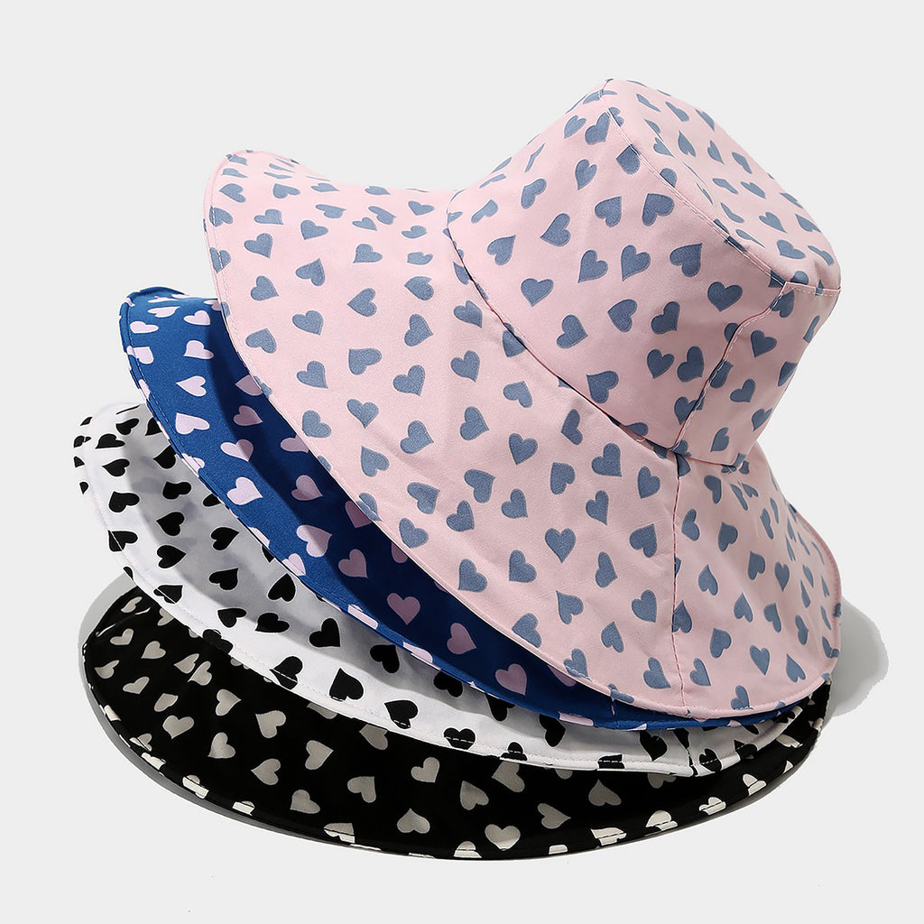 Anna-Kaci Womens Wide Brim Sun Hat with Valentine Heart Print Lightweight Packable Design