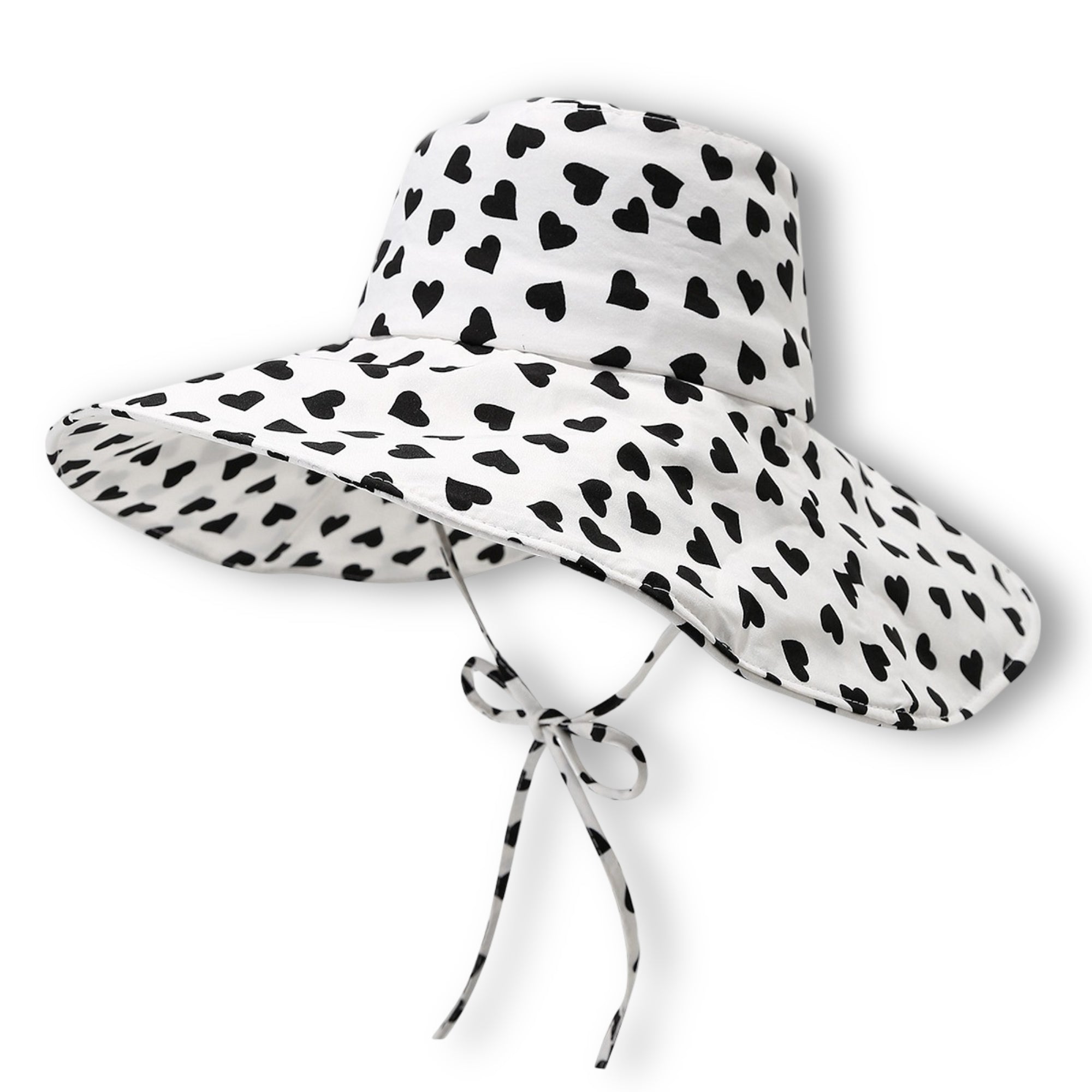 Anna-Kaci Womens Wide Brim Sun Hat with Valentine Heart Print Lightweight Packable Design