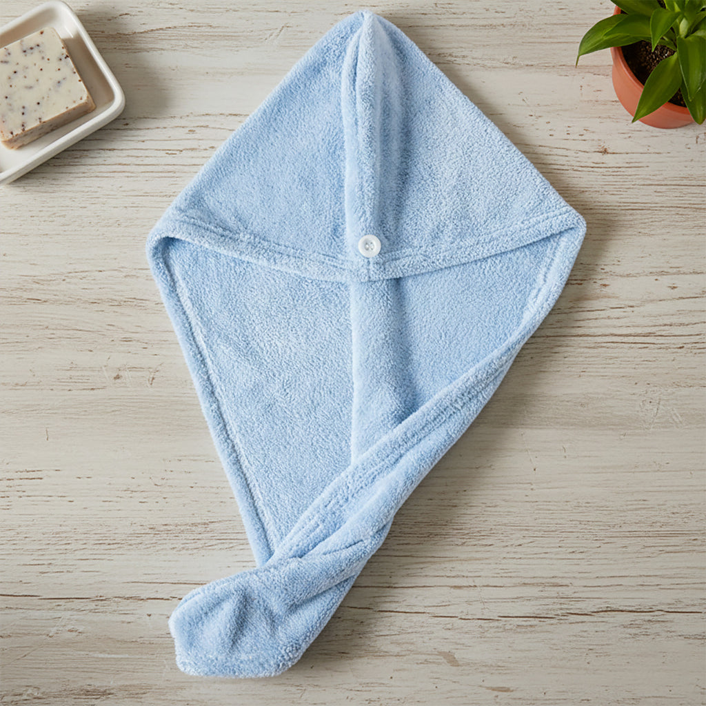 Anna-Kaci 2 Pack Solid Hair Drying Towel Turban Absorbent Soft Quick Dry Hair Wrap