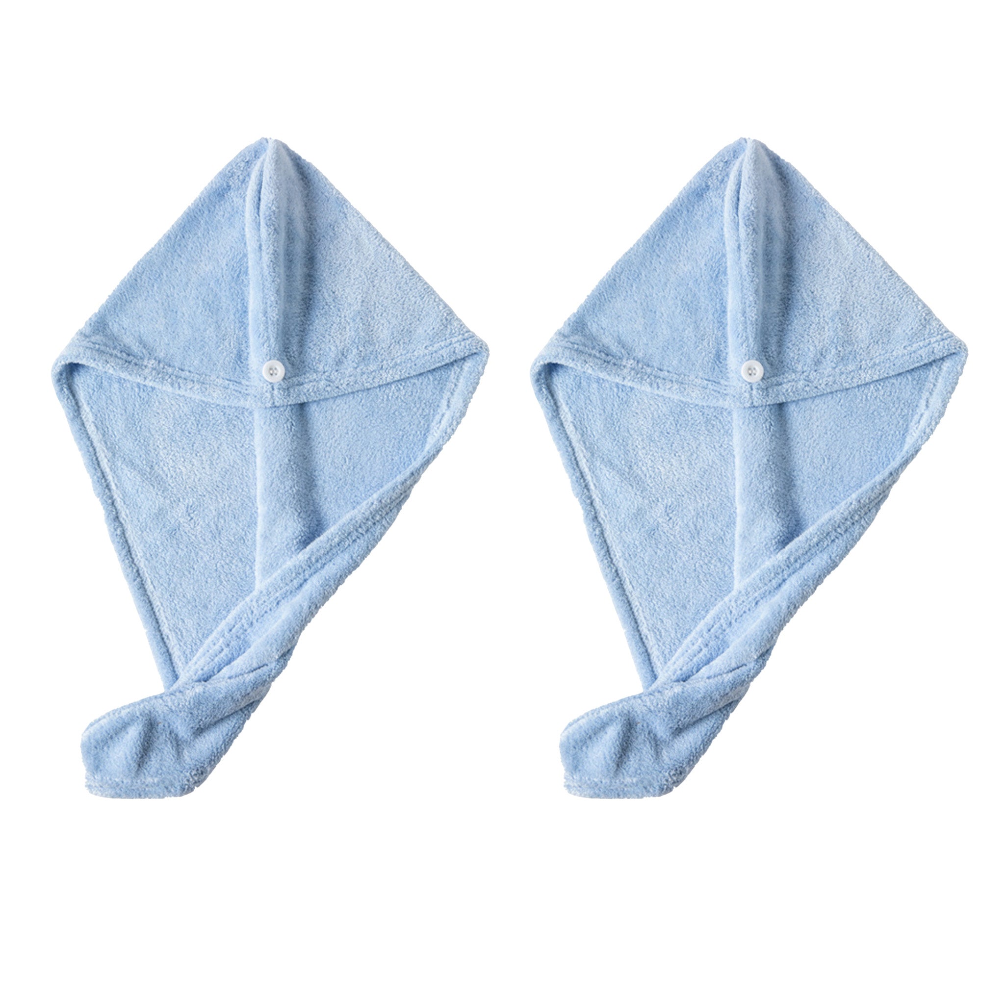 Anna-Kaci 2 Pack Solid Hair Drying Towel Turban Absorbent Soft Quick Dry Hair Wrap