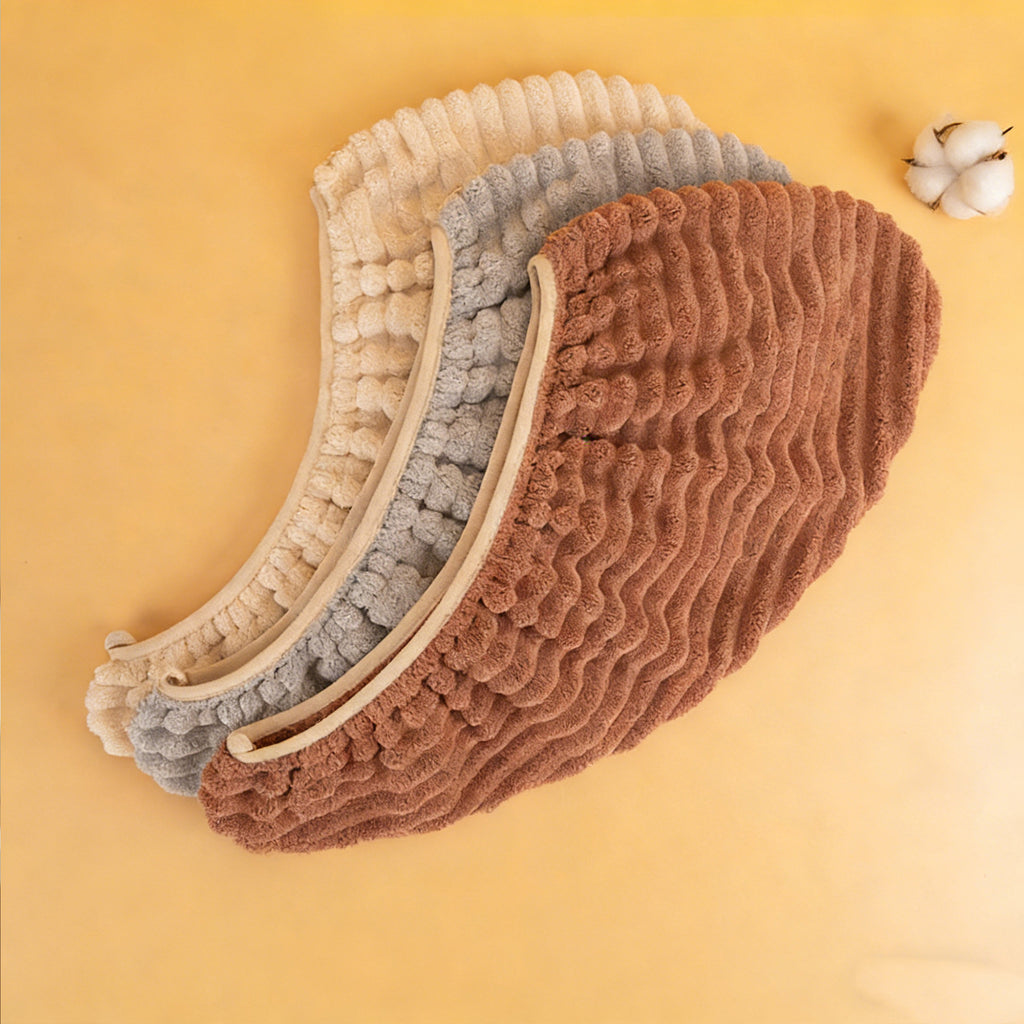Anna-Kaci Absorbent Plush Hair Drying Towel Cap with Button Closure for Gentle Drying