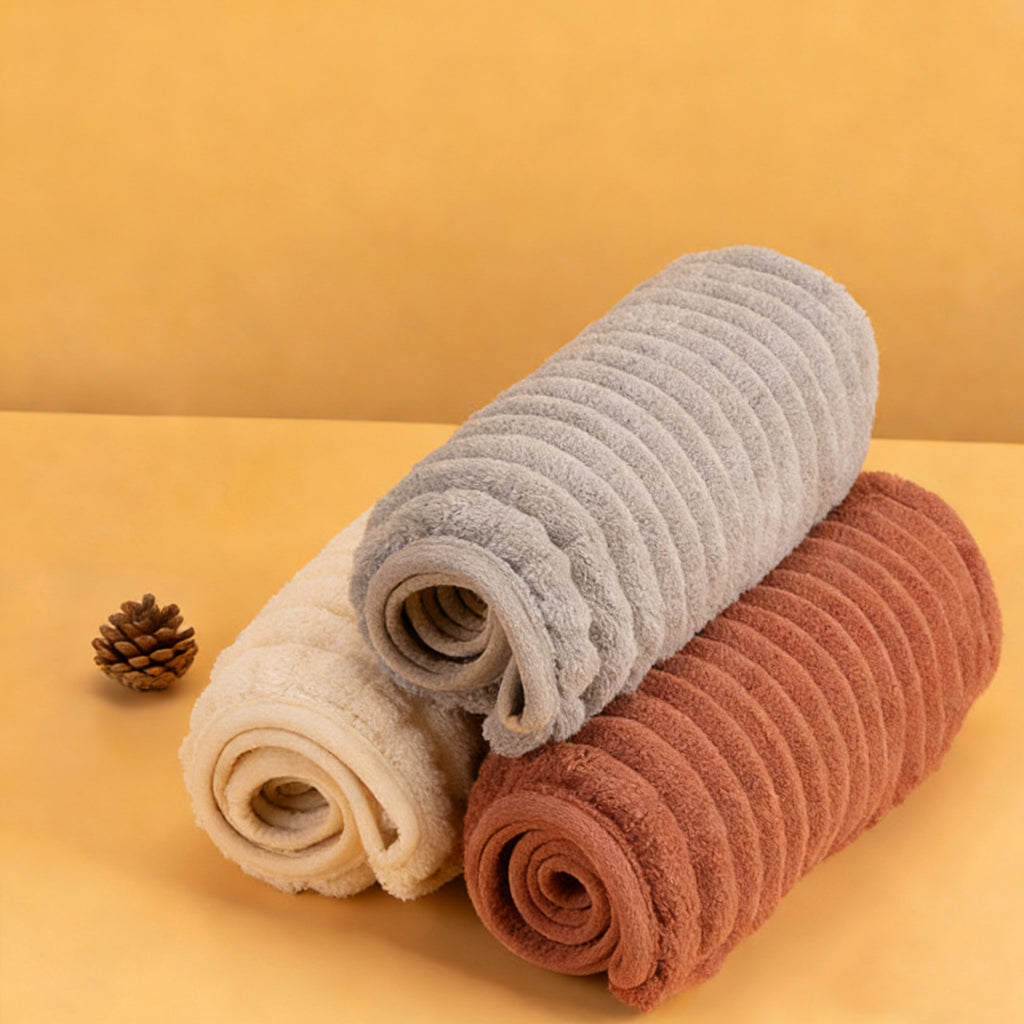 Anna-Kaci Absorbent Plush Hair Drying Towel Cap with Button Closure for Gentle Drying