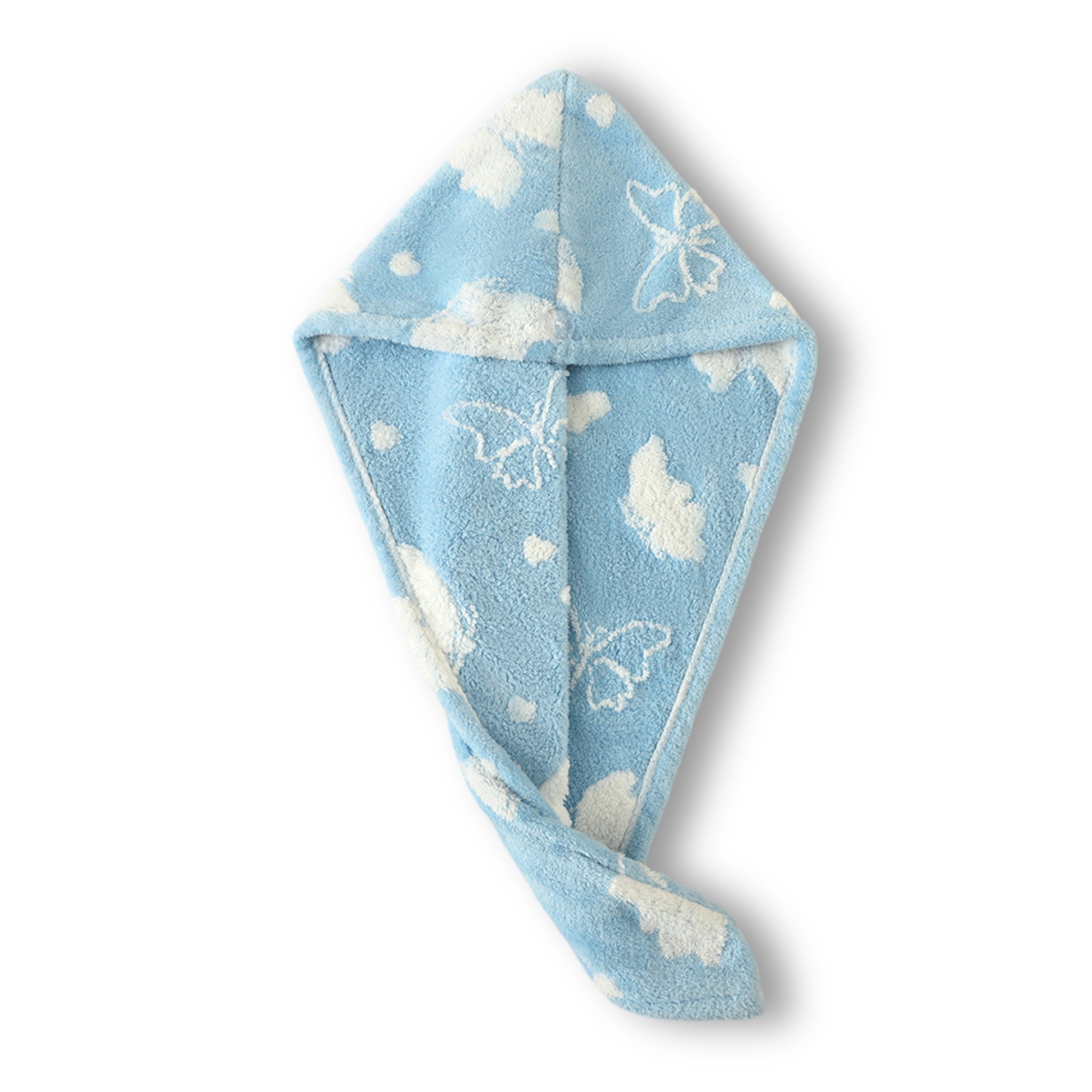 Anna-Kaci Plush Thickened Butterfly Jacquard Hair Drying Cap with Button Closure