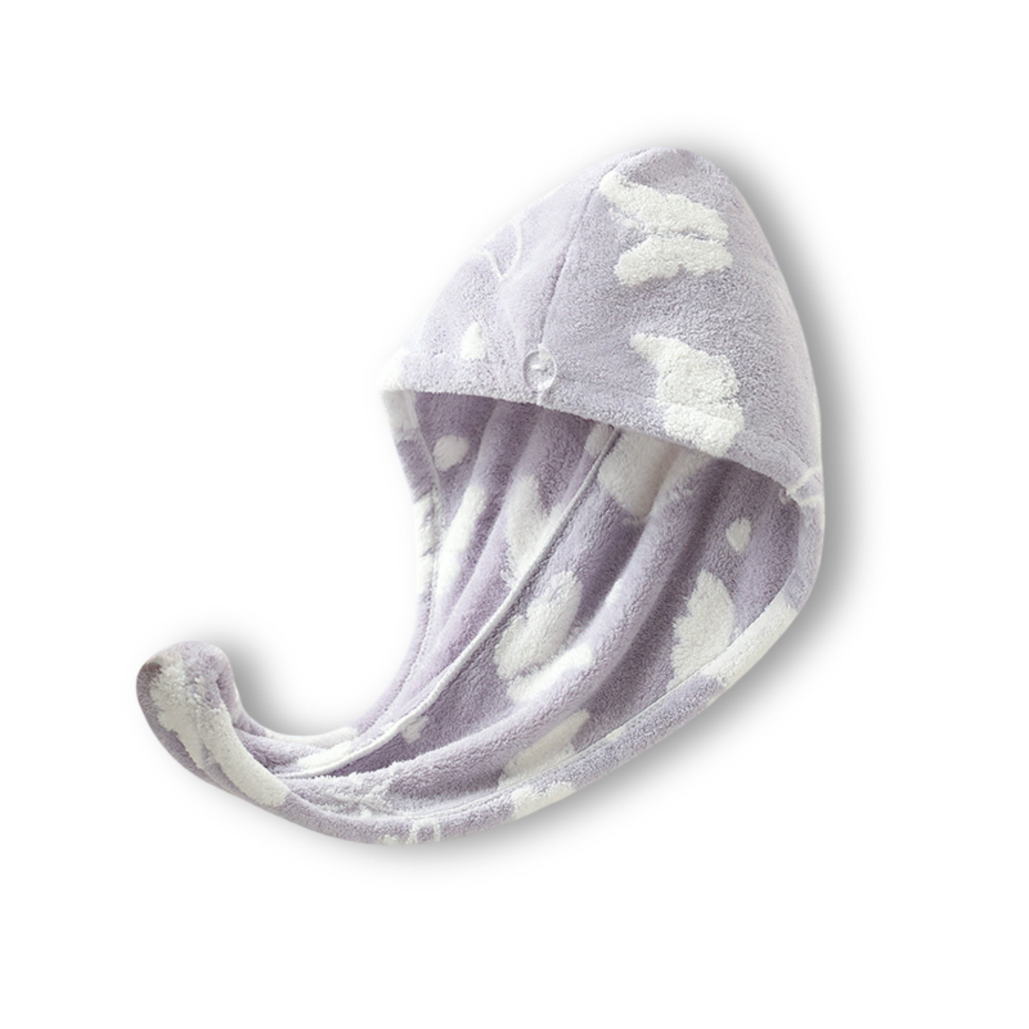 Anna-Kaci Plush Thickened Butterfly Jacquard Hair Drying Cap with Button Closure