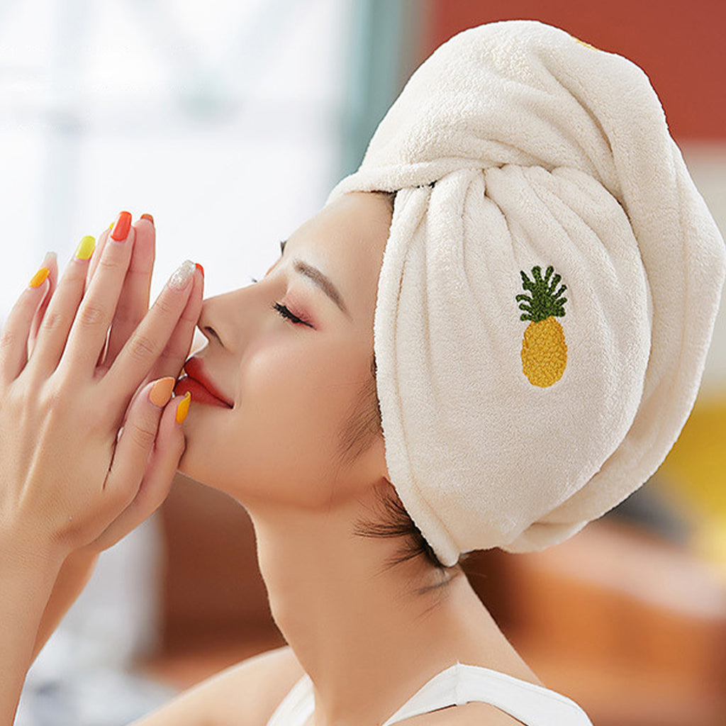Anna-Kaci Soft Cute Hair Drying Towel Cap with Secure Button Loop for Fast Absorbent