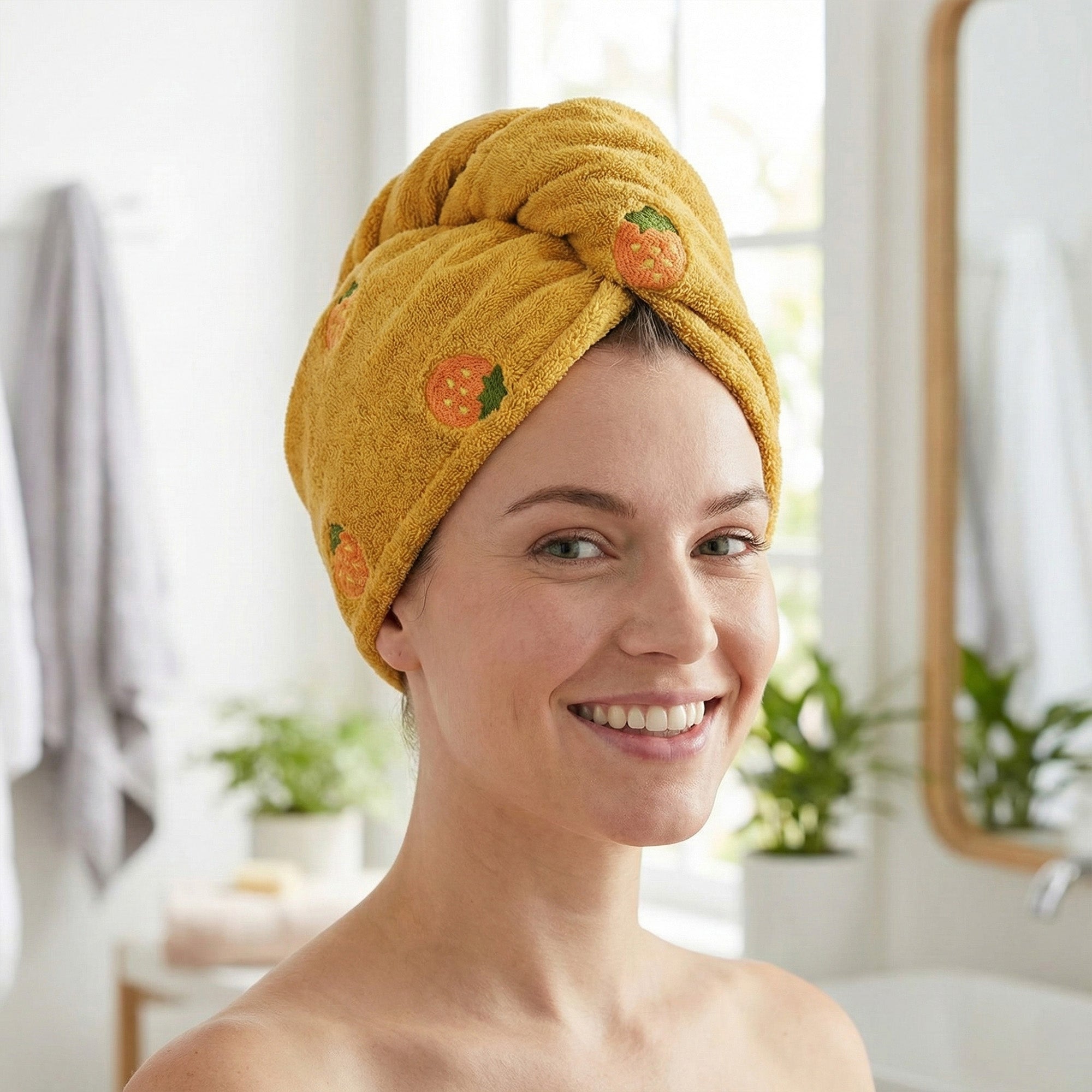 Anna-Kaci Soft Cute Hair Drying Towel Cap with Secure Button Loop for Fast Absorbent