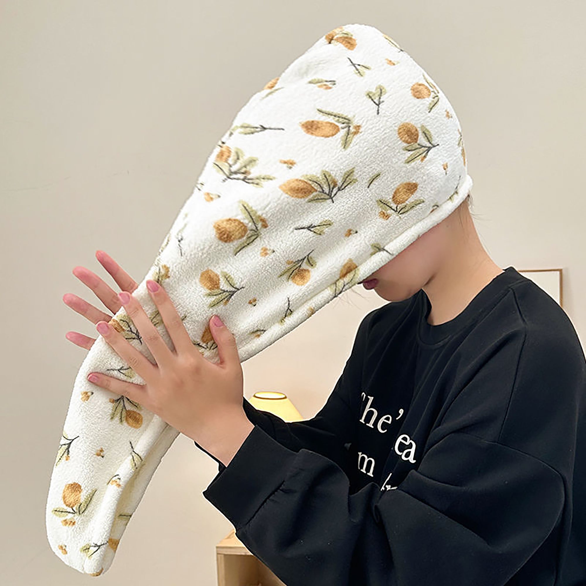 Anna-Kaci Floral Print Quick Dry Hair Towel Turban Soft Absorbent Microfiber Wrap with Button Closure