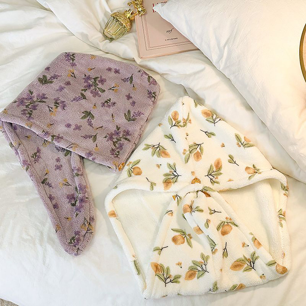 Anna-Kaci Floral Print Quick Dry Hair Towel Turban Soft Absorbent Microfiber Wrap with Button Closure