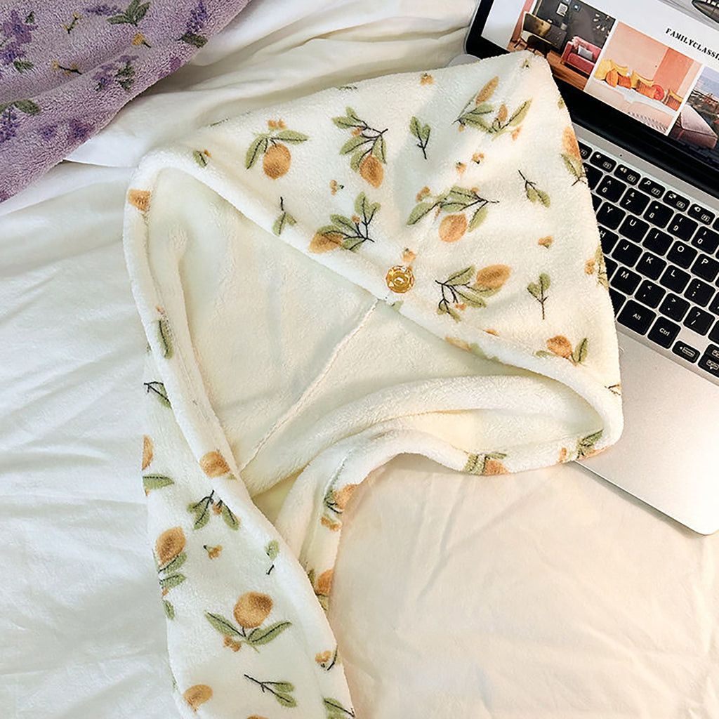 Anna-Kaci Floral Print Quick Dry Hair Towel Turban Soft Absorbent Microfiber Wrap with Button Closure