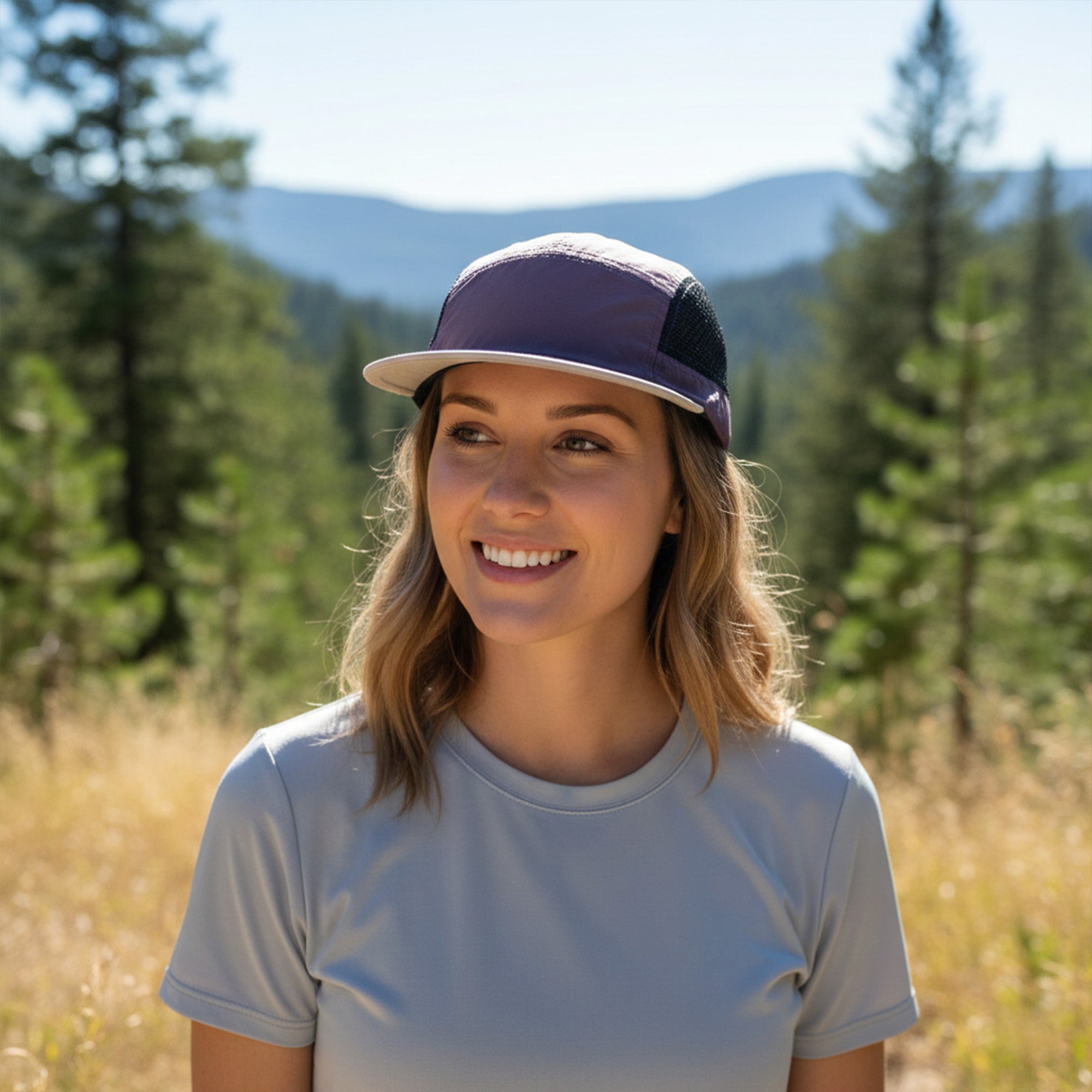 Anna-Kaci Short Brim Lightweight Mesh Panel Adjustable Five Panel Cap