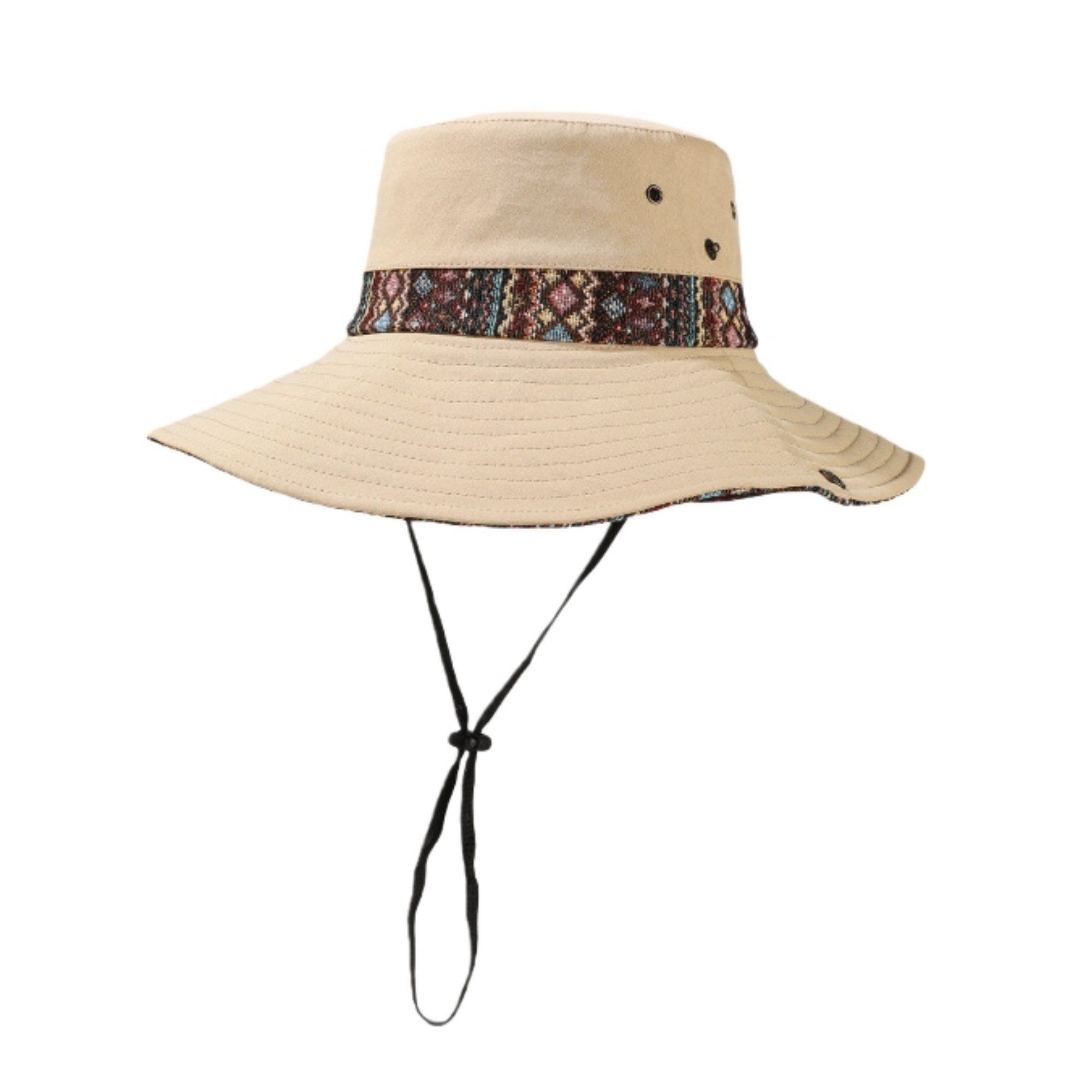 Anna-Kaci Women's Wide Brim Sun Hat with Adjustable Chin Strap Decorative Band Casual Headwear