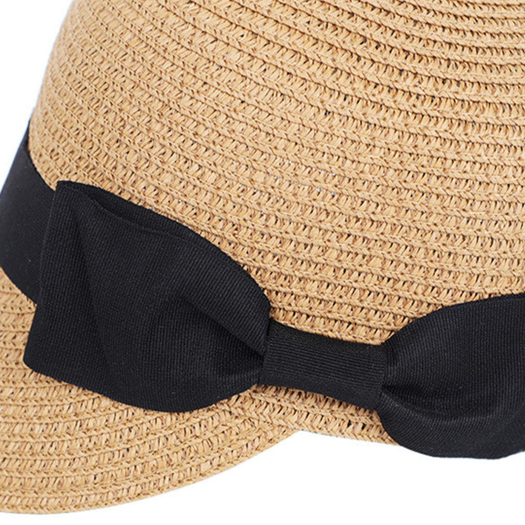 Anna-Kaci Womens Woven Straw Visor Hat with Bow Detail Breathable Lightweight