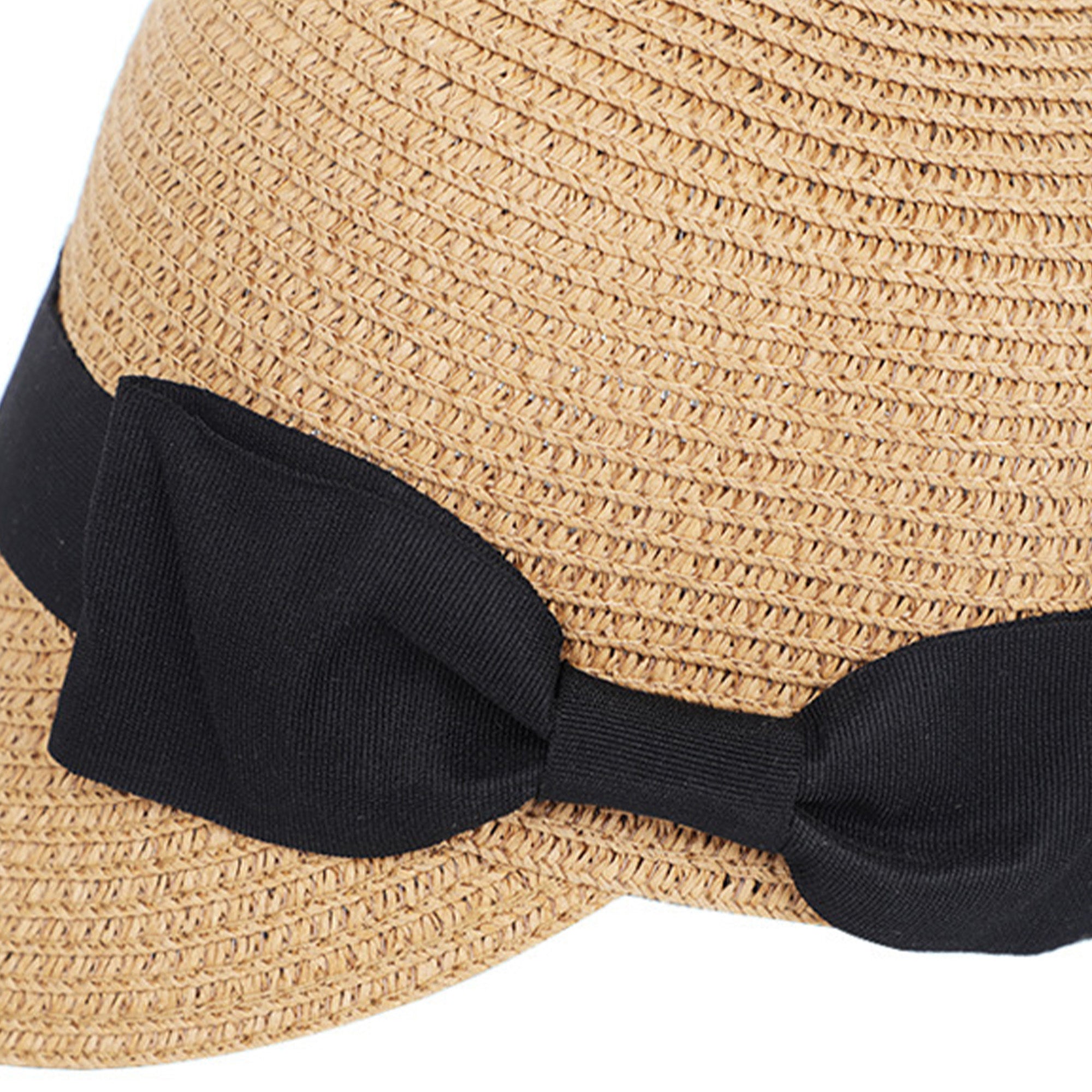 Anna-Kaci Womens Woven Straw Visor Hat with Bow Detail Breathable Lightweight