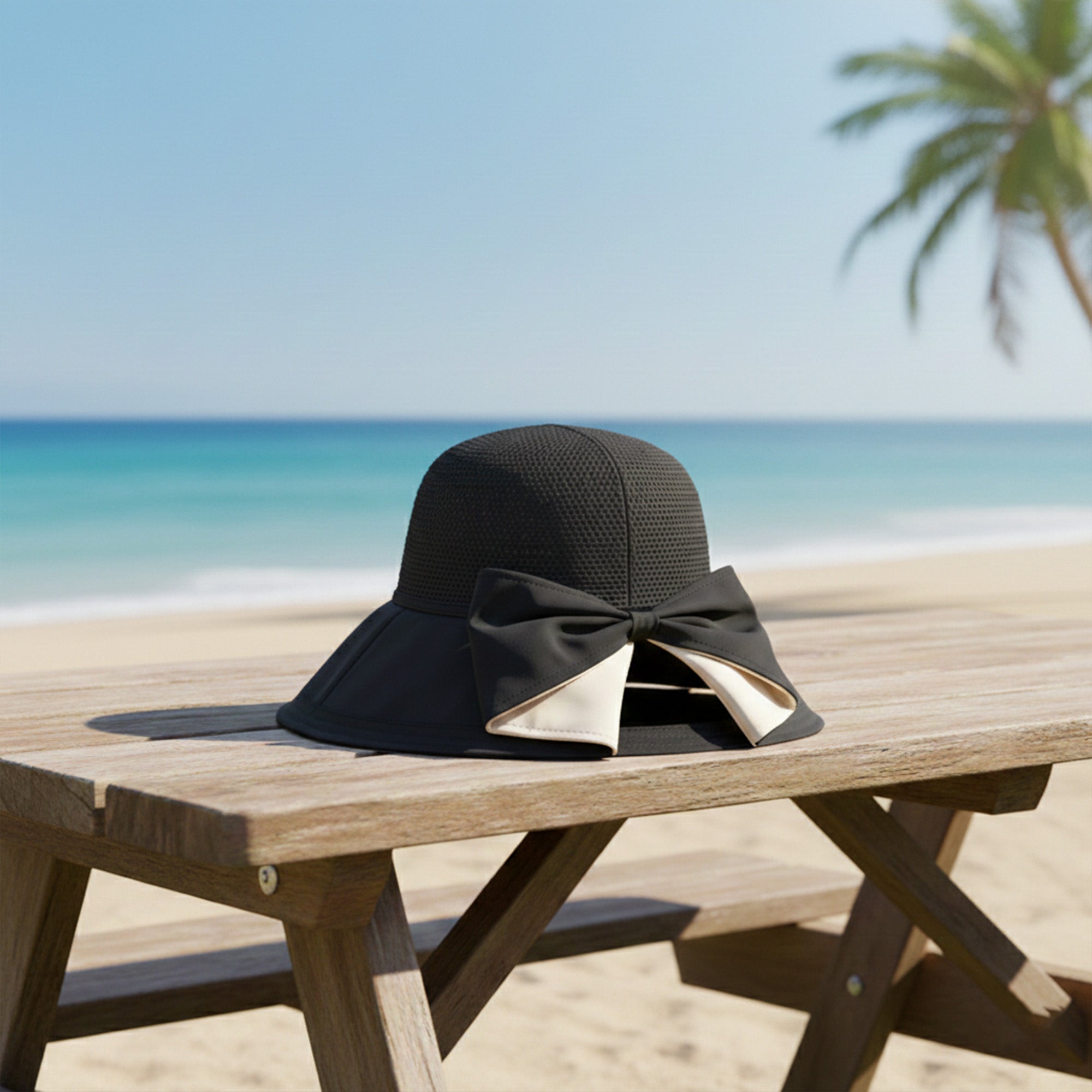 Anna-Kaci Womens Wide Brim Sun Hat with Breathable Weave and Bow Detail
