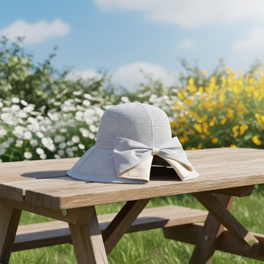 Anna-Kaci Womens Wide Brim Sun Hat with Breathable Weave and Bow Detail