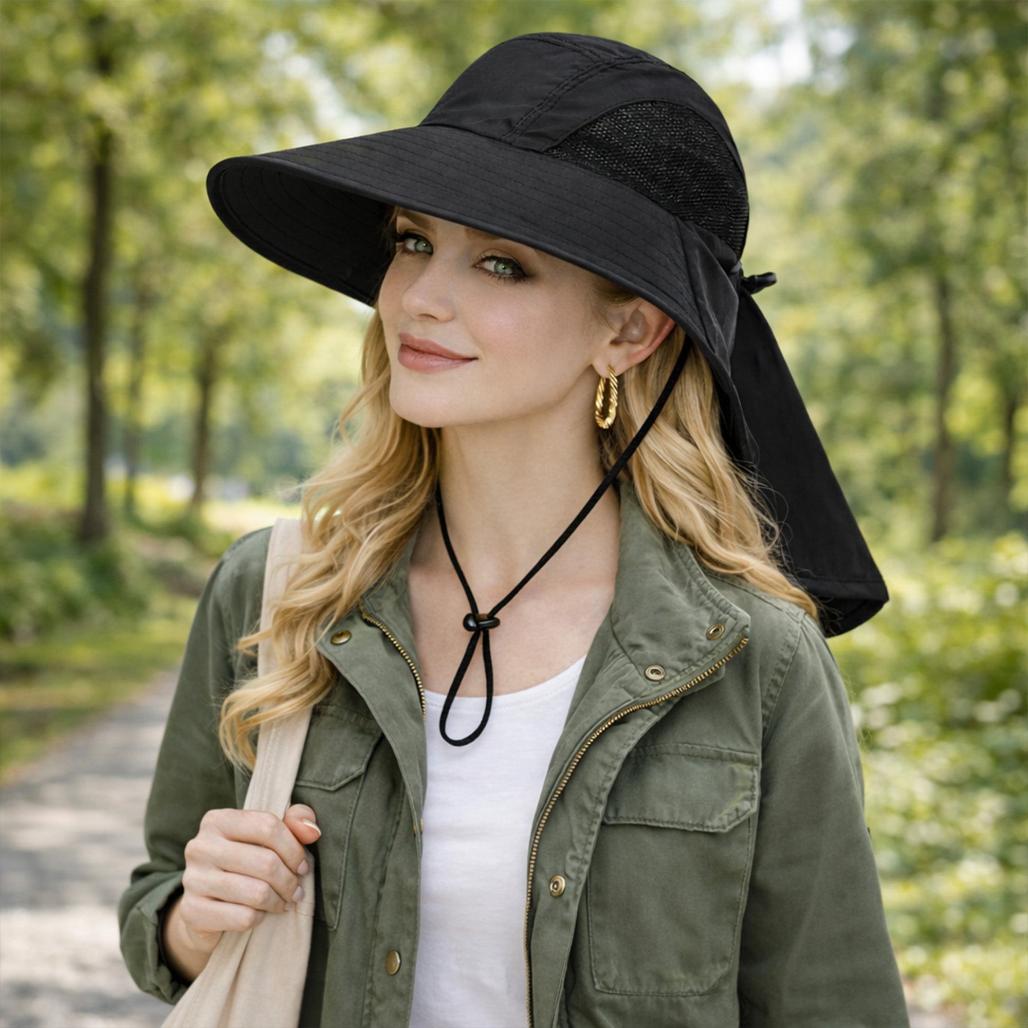 Anna-Kaci Wide Brim Sun Hat with Neck Flap UV Protection Lightweight Breathable Outdoor Hat
