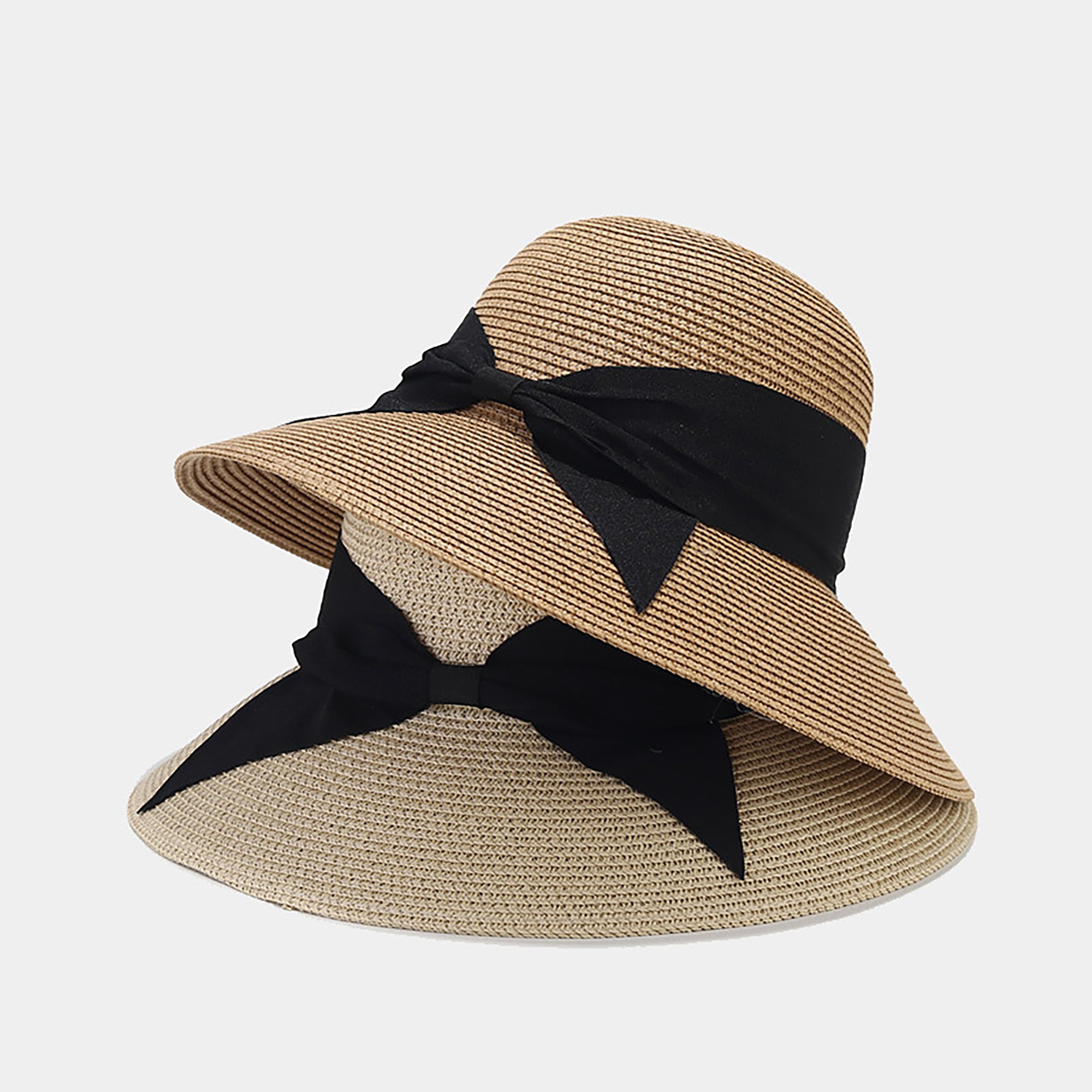 Anna-Kaci Womens Wide Brim Straw Sun Hat with Ribbon Bow Lightweight Packable Design